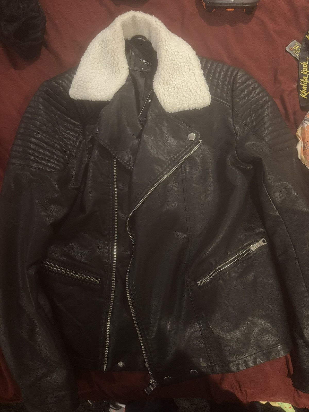 Vintage Casual Black leather jacket cotton fur Size US S / EU 44-46 / 1 - 1 Thumbnail