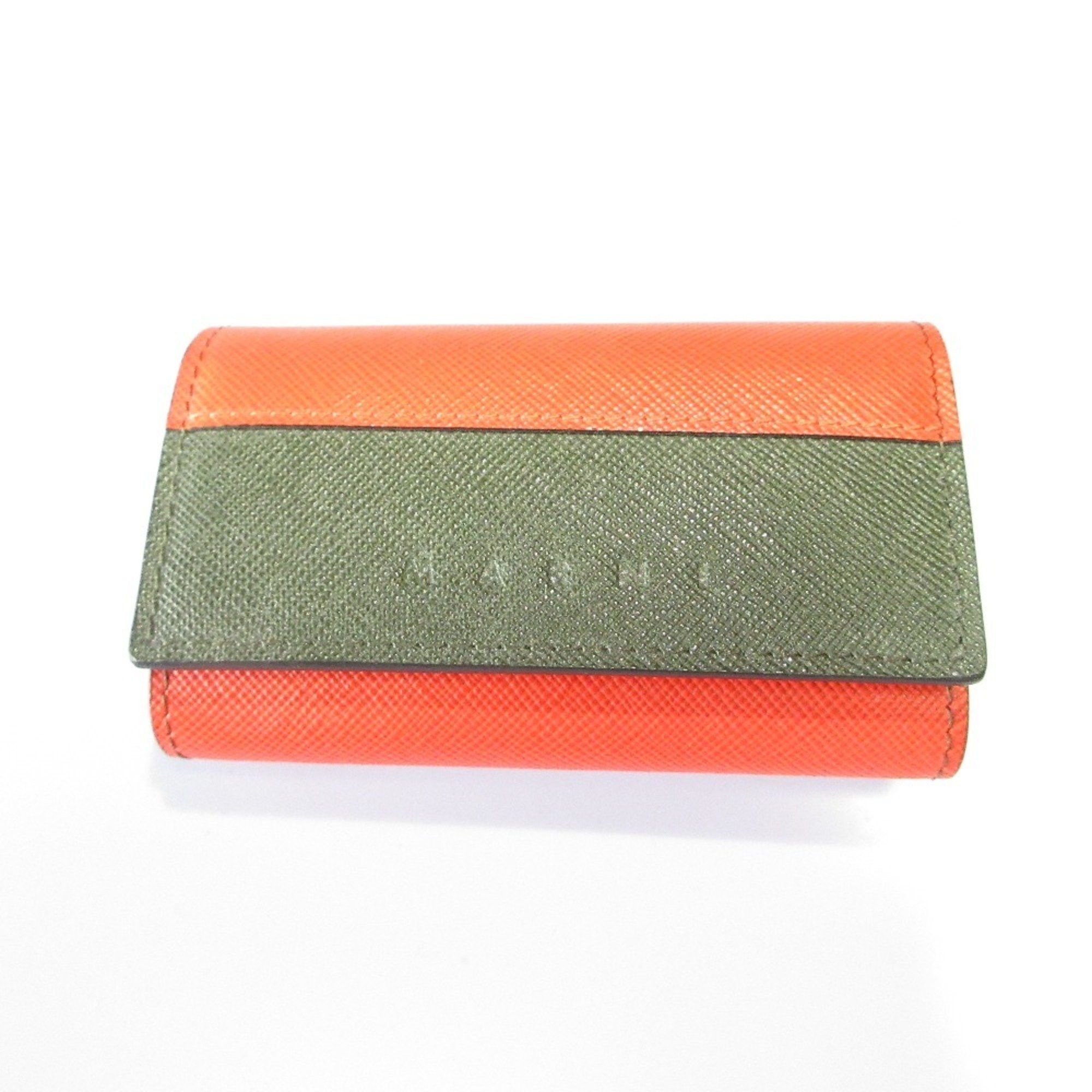 Marni MARNI Bicolor Leather 6-ring Key Case Orange Green Silver Hardware Women's Size ONE SIZE - 1 Thumbnail
