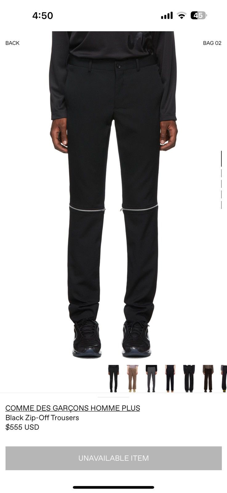 Comme des Garcons Homme Plus Black Zip-off wool trousers Size US 31 - 4 Thumbnail