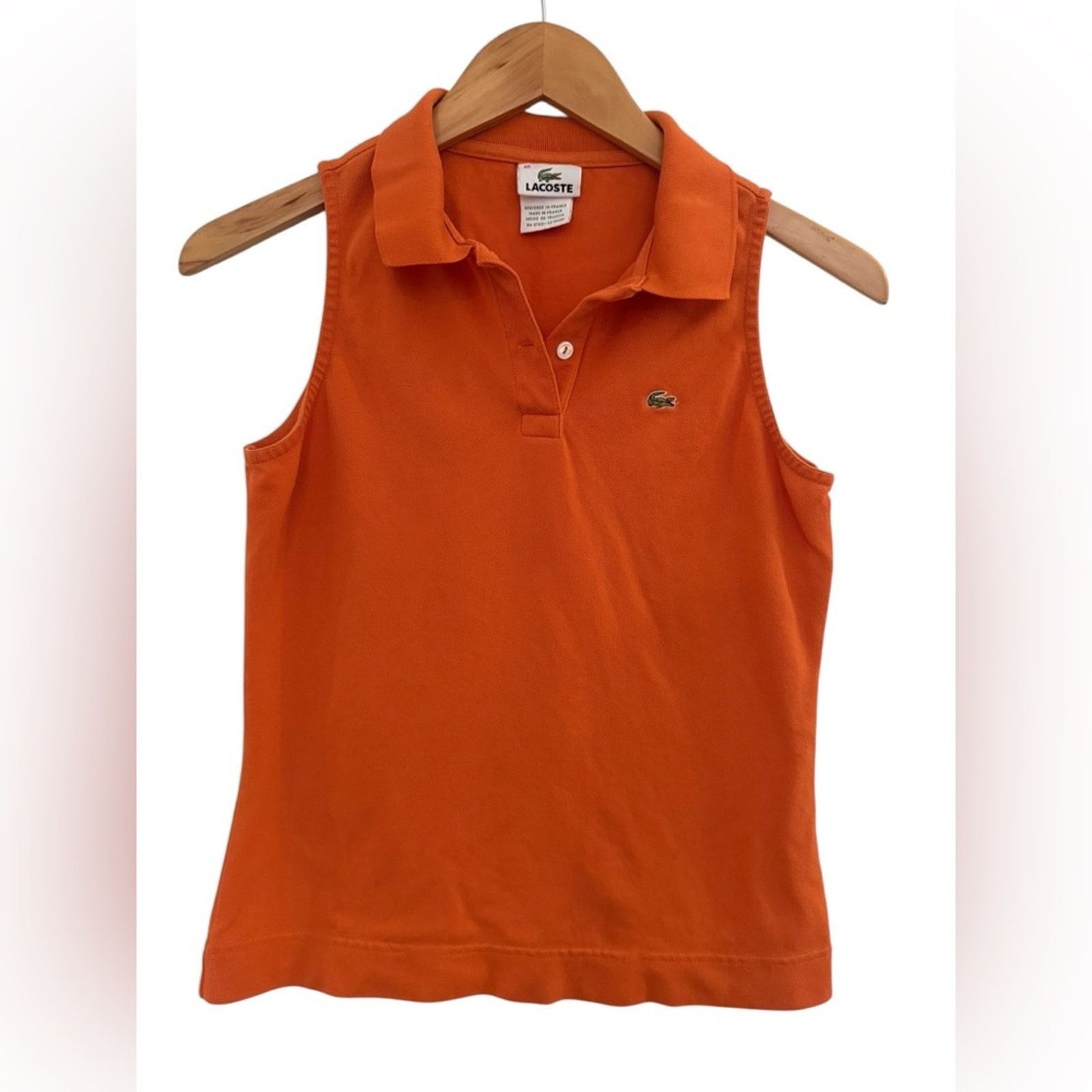 Lacoste Lacoste Sleeveless Polo Shirt Orange Cotton Piqué Size 40 Size M / US 6-8 / IT 42-44 - 1 Thumbnail