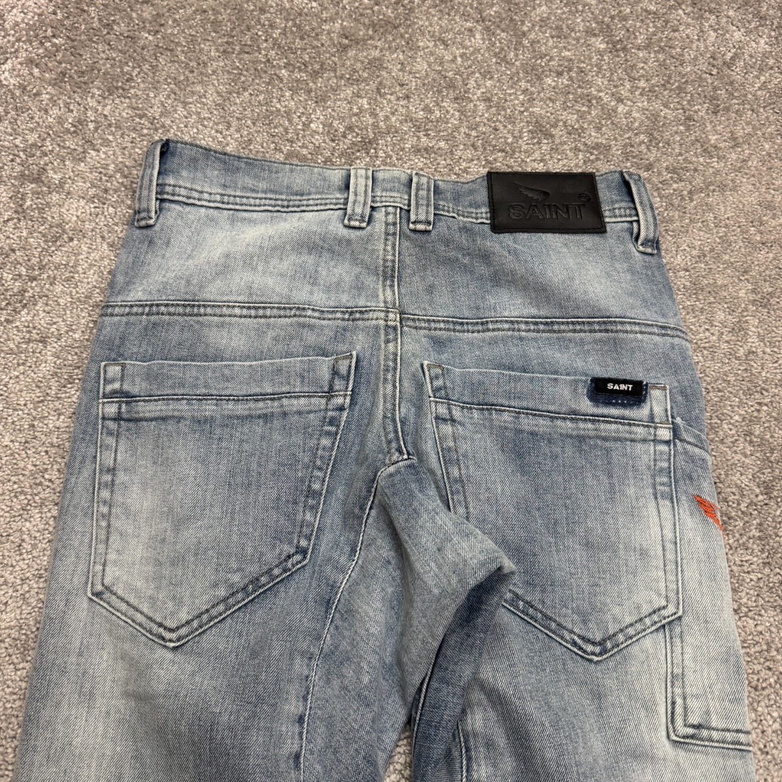 Saint Michael Saint Flight Jean Jogger Denim Mens 28 Blue Light Wash Biker Size US 28 / EU 44 - 9 Thumbnail