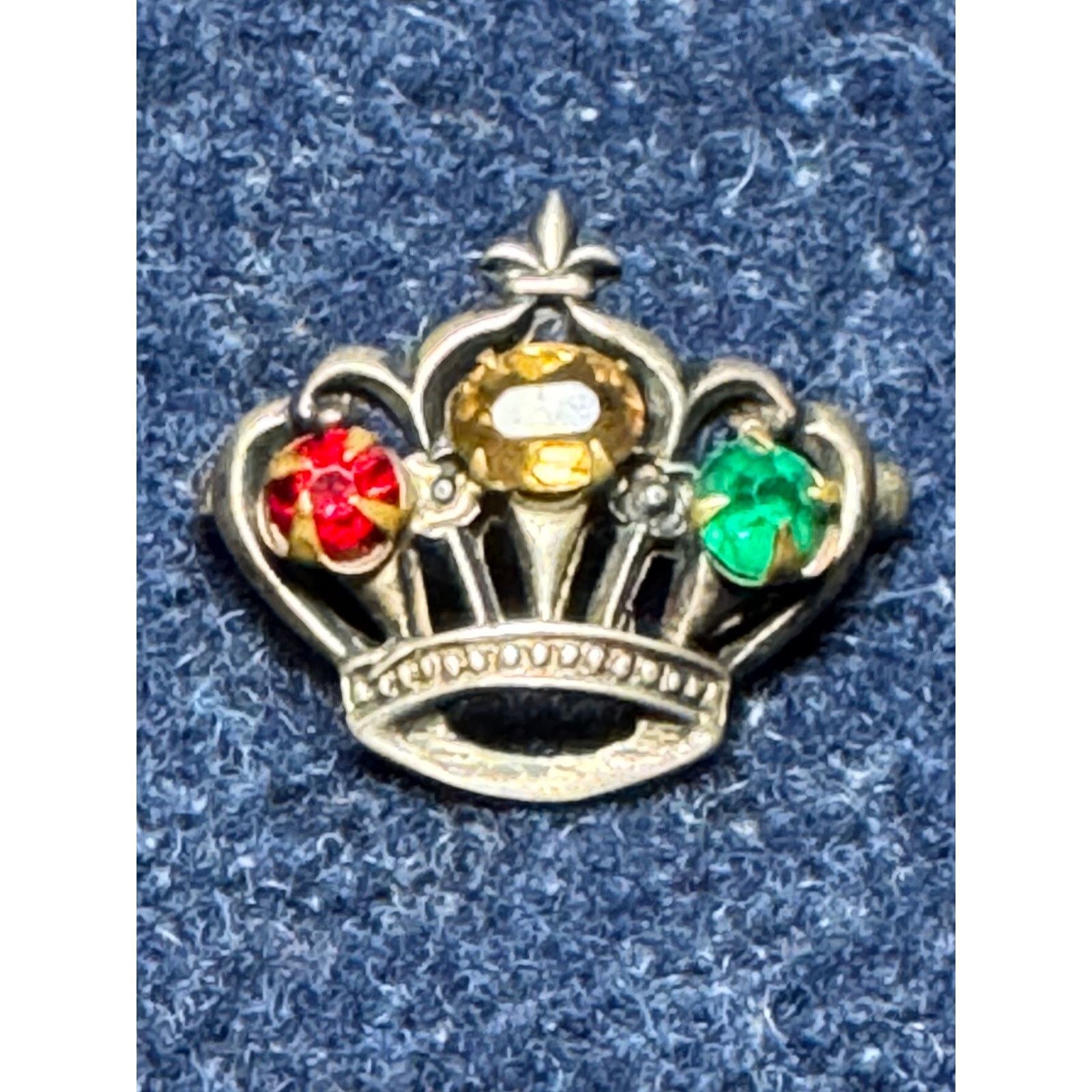 Other Vintage Sterling Crown Red Gold Green Rhinestones Brooch Size ONE SIZE - 1 Thumbnail