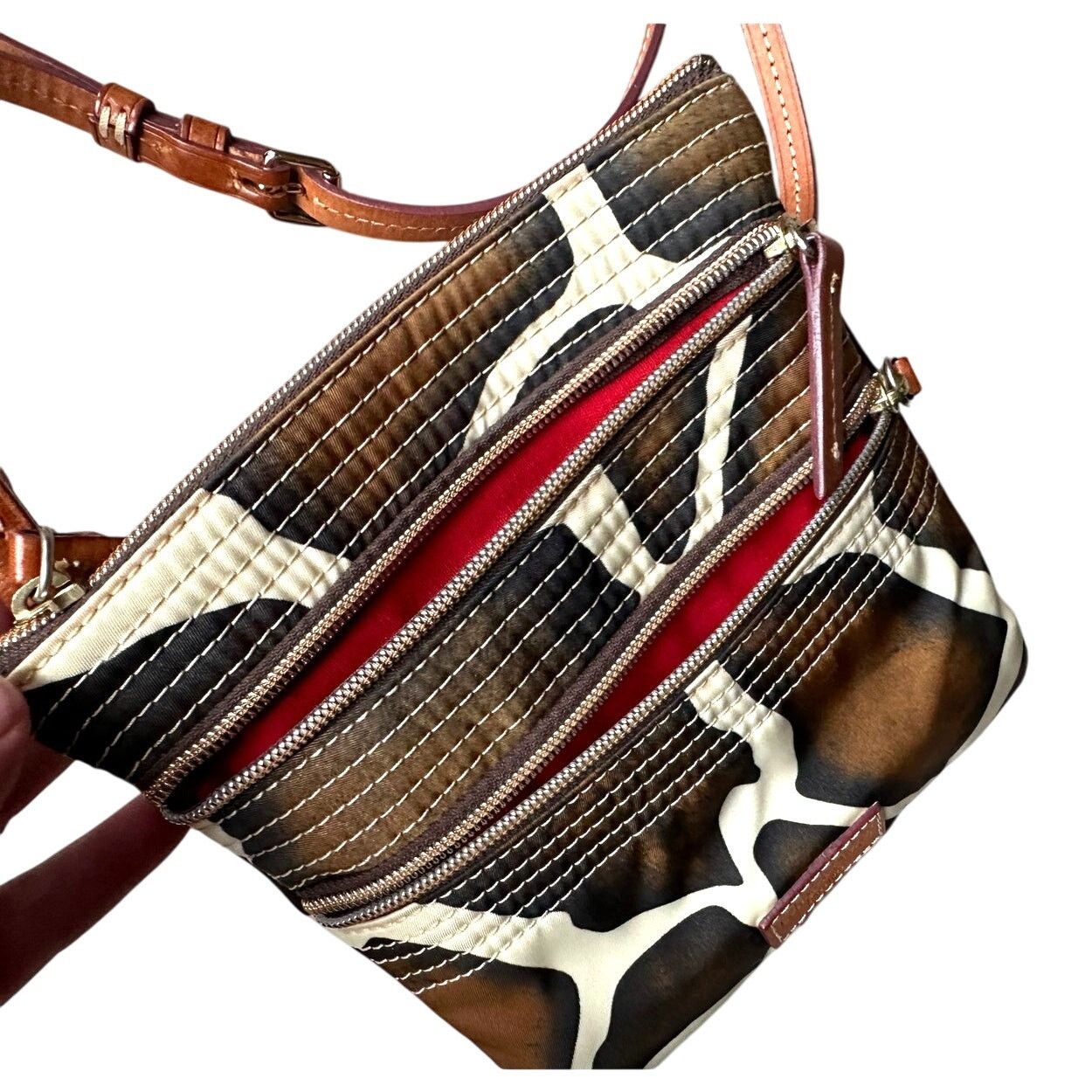 Dooney & Bourke Dooney & Bourke Giraffe Print Triple Zip Nylon Crossbody Bag Size ONE SIZE - 11 Thumbnail