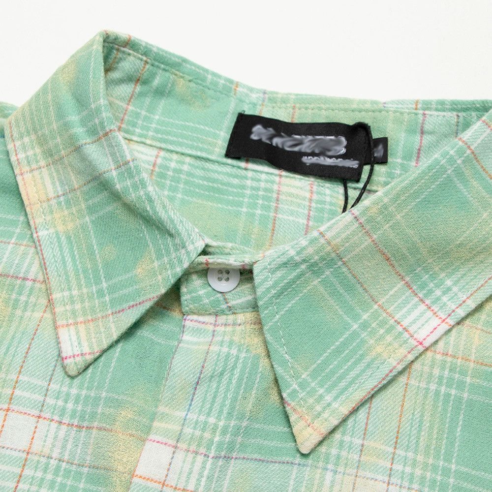 Vintage Men's hip-hop distressed plaid tie-dye gradient casual shirt Size US M / EU 48-50 / 2 - 3 Thumbnail