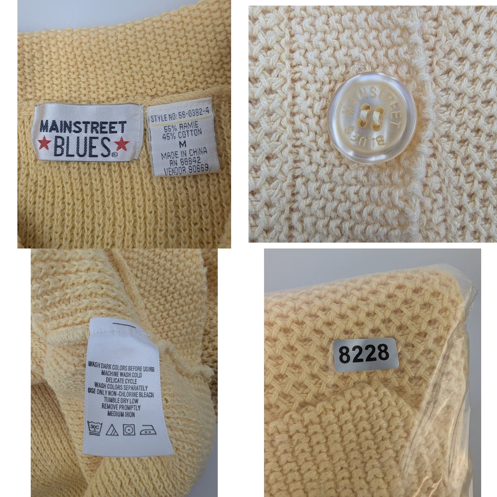 Vintage Mainstreet Blues Cardigan Sweater Long Sleeve Button V-Neck Yellow M Womens Plus Size Size M / US 6-8 / IT 42-44 - 8 Thumbnail