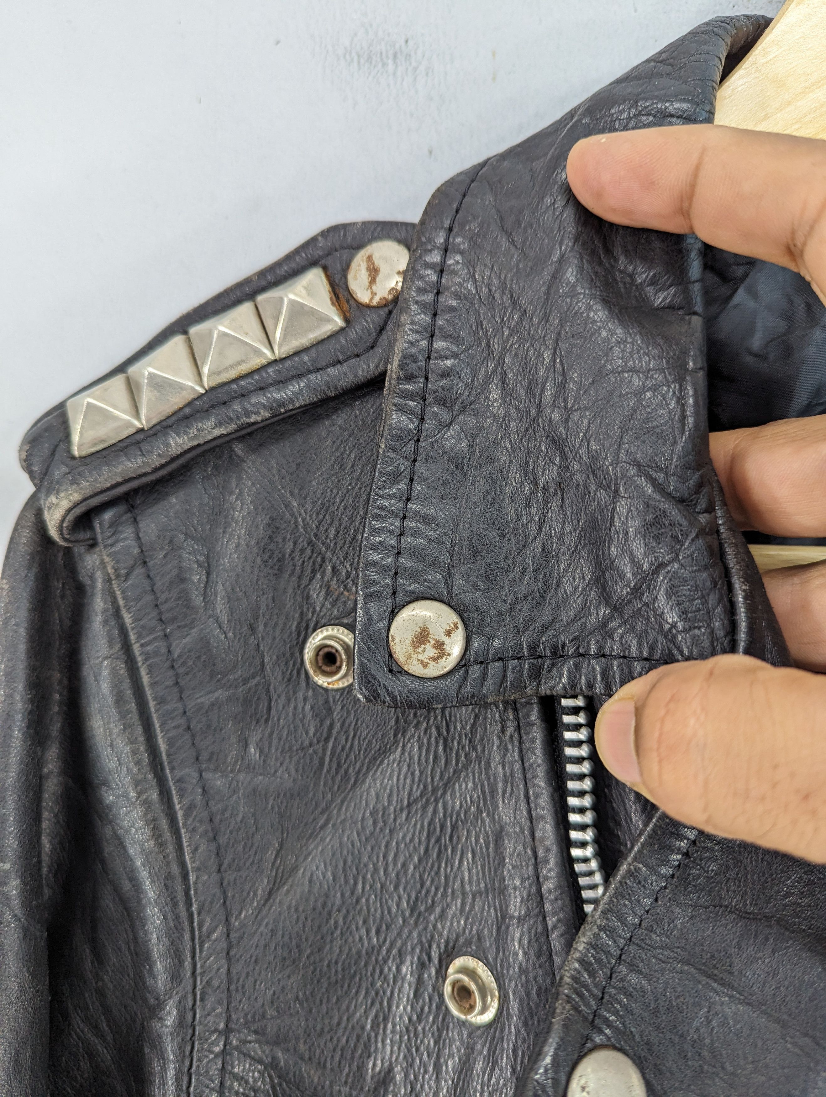 Vintage Vintage 80s Unbrand Double Collar Punk Style Leather Jacket Size US S / EU 44-46 / 1 - 9 Thumbnail