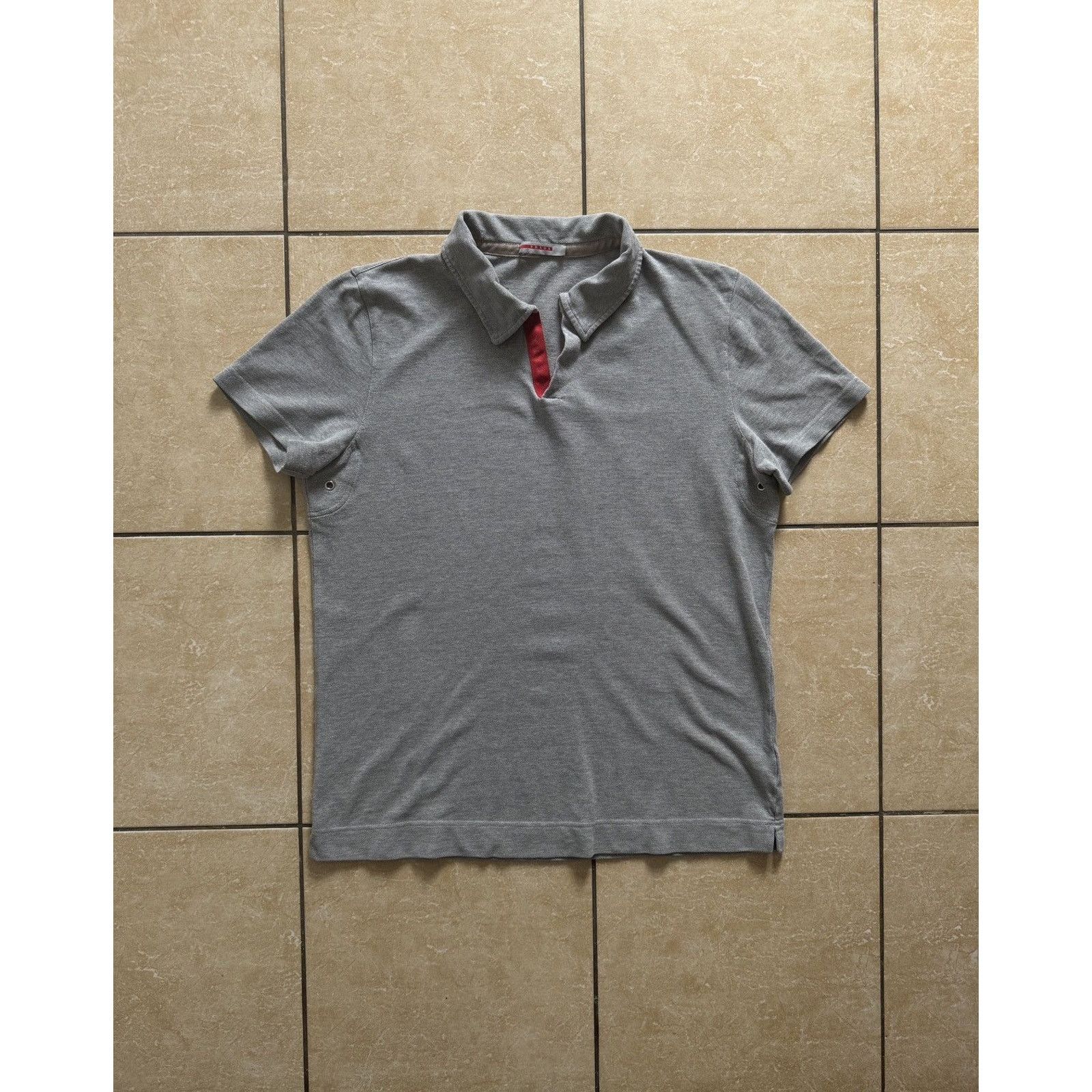Prada Vintage Prada Linea Rossa Hidden Red Placket Polo Shirt Size US M / EU 48-50 / 2 - 1 Thumbnail