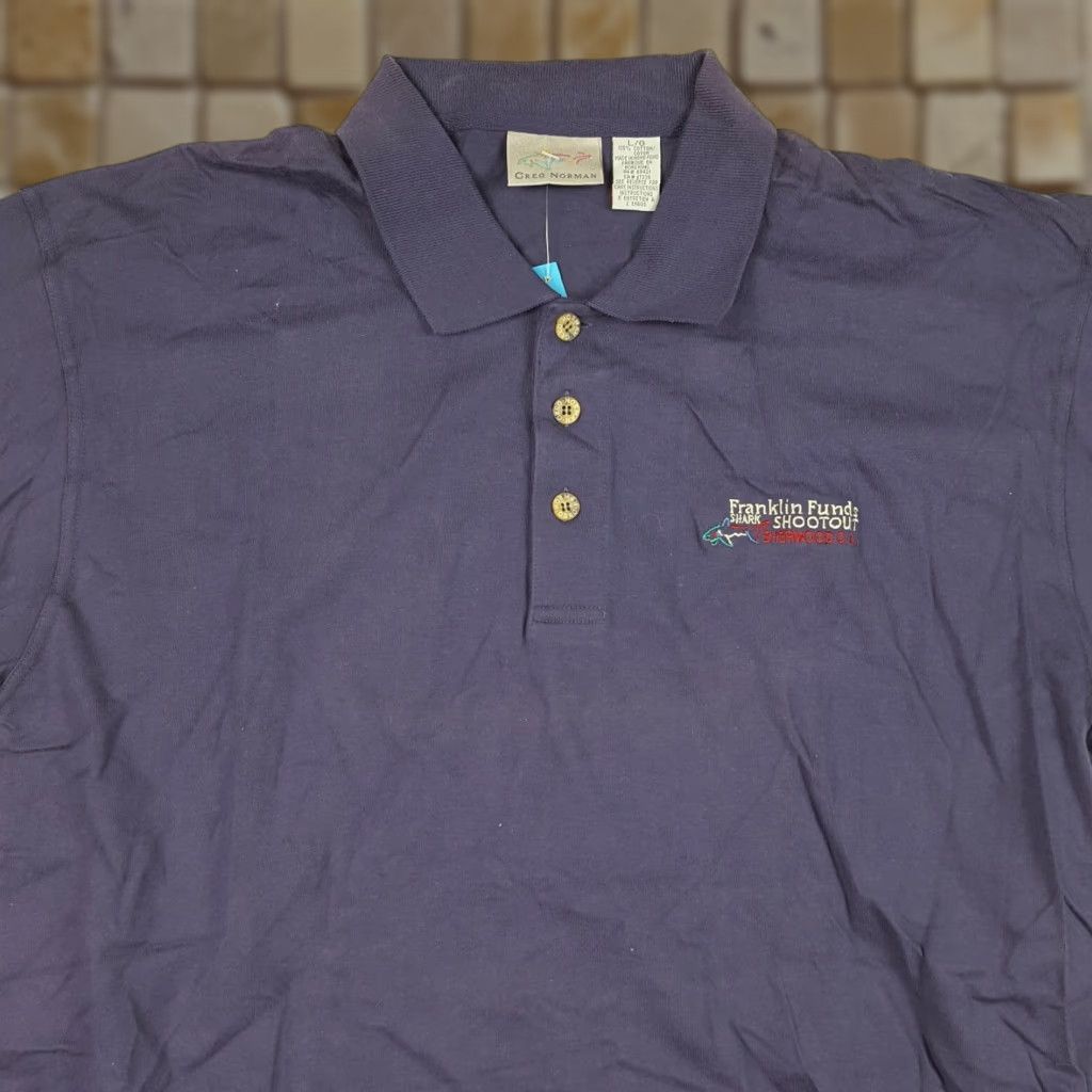 Vintage VINTAGE Greg Norman Shark Attack Polo Shirt Men's Blue Short Sleeve Golf Polo Shirt L XS? Size US M / EU 48-50 / 2 - 1 Thumbnail