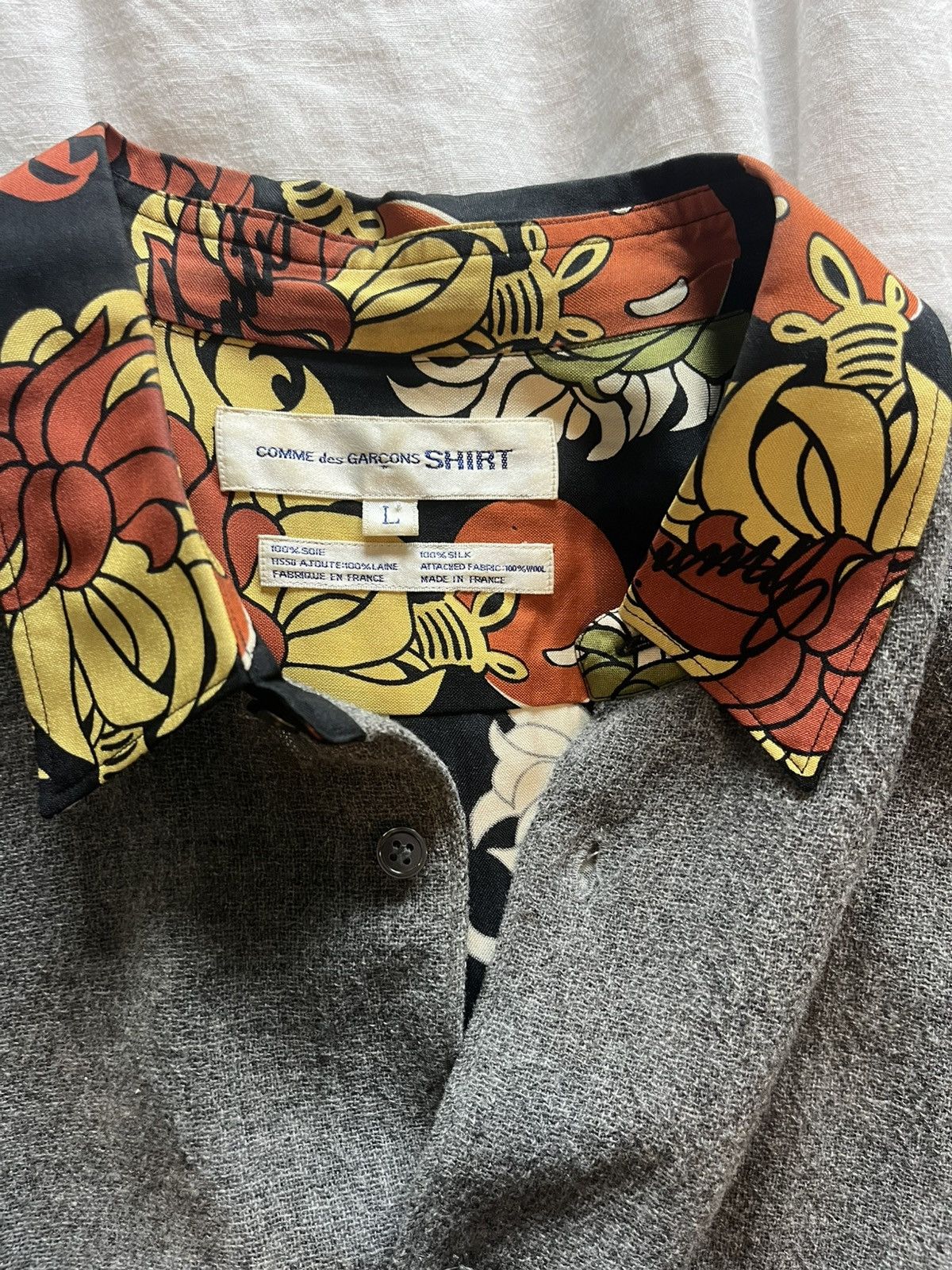 Comme des Garcons SHIRT Comme des Garçons SHIRT – Silk/Wool Hybrid Panel Shirt Size US L / EU 52-54 / 3 - 2 Thumbnail