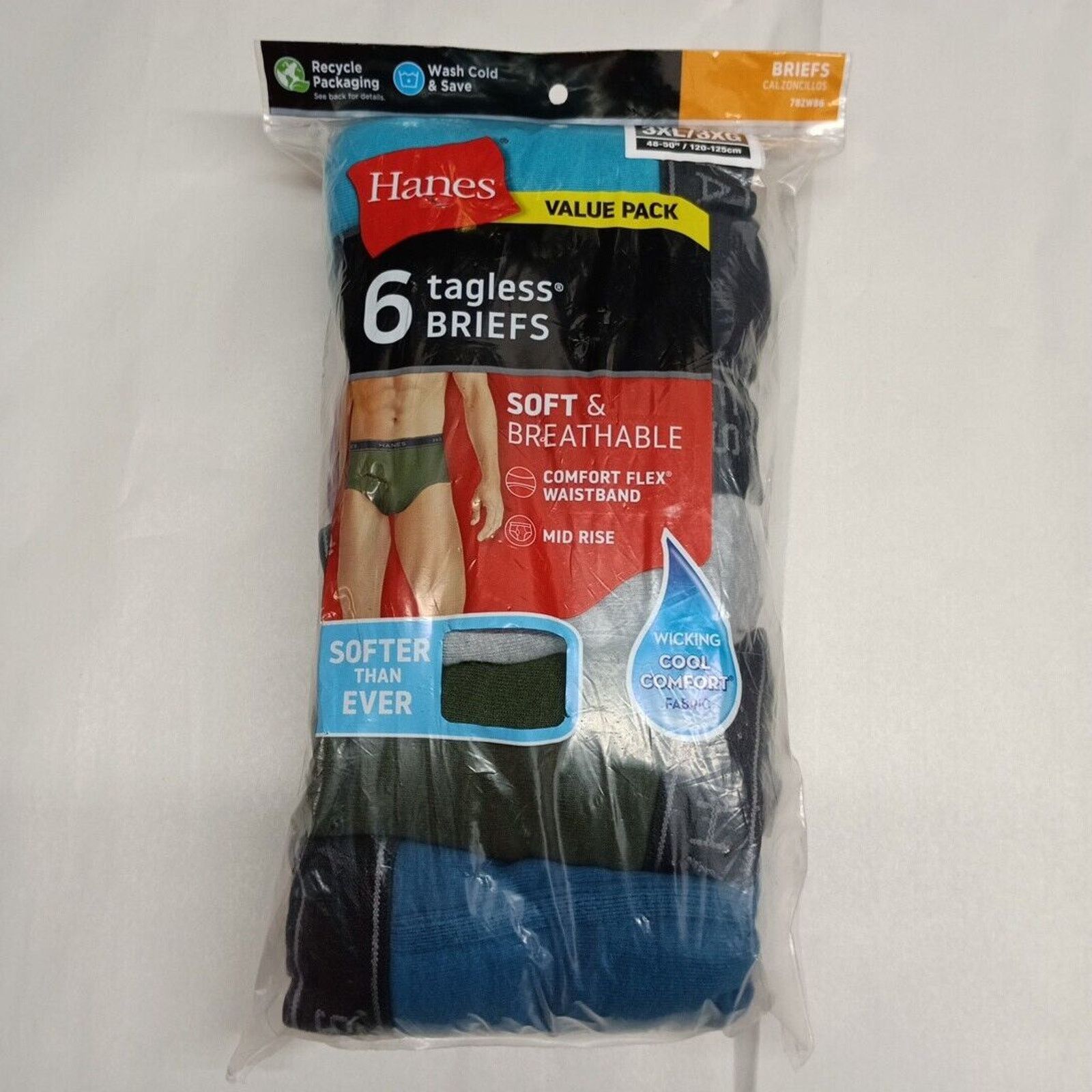 Hanes Hanes Men's Underwear Briefs 6-Pack Mid-Rise Size 3XL Size 46 - 2 Thumbnail
