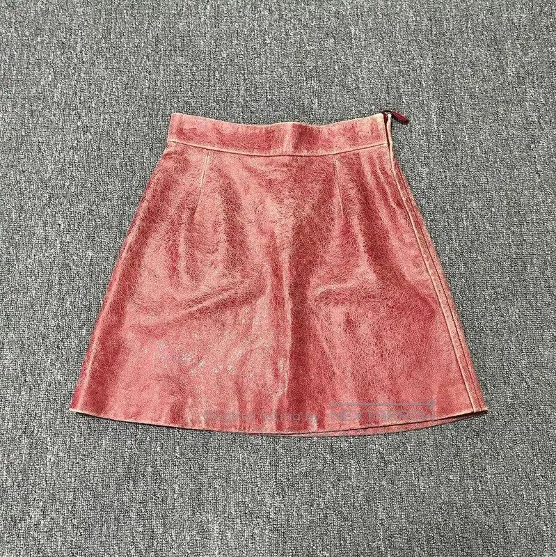 Miu Miu Miu Miu Summer Red Leather Skirt . Size 30" / US 8 / IT 44 - 1 Thumbnail