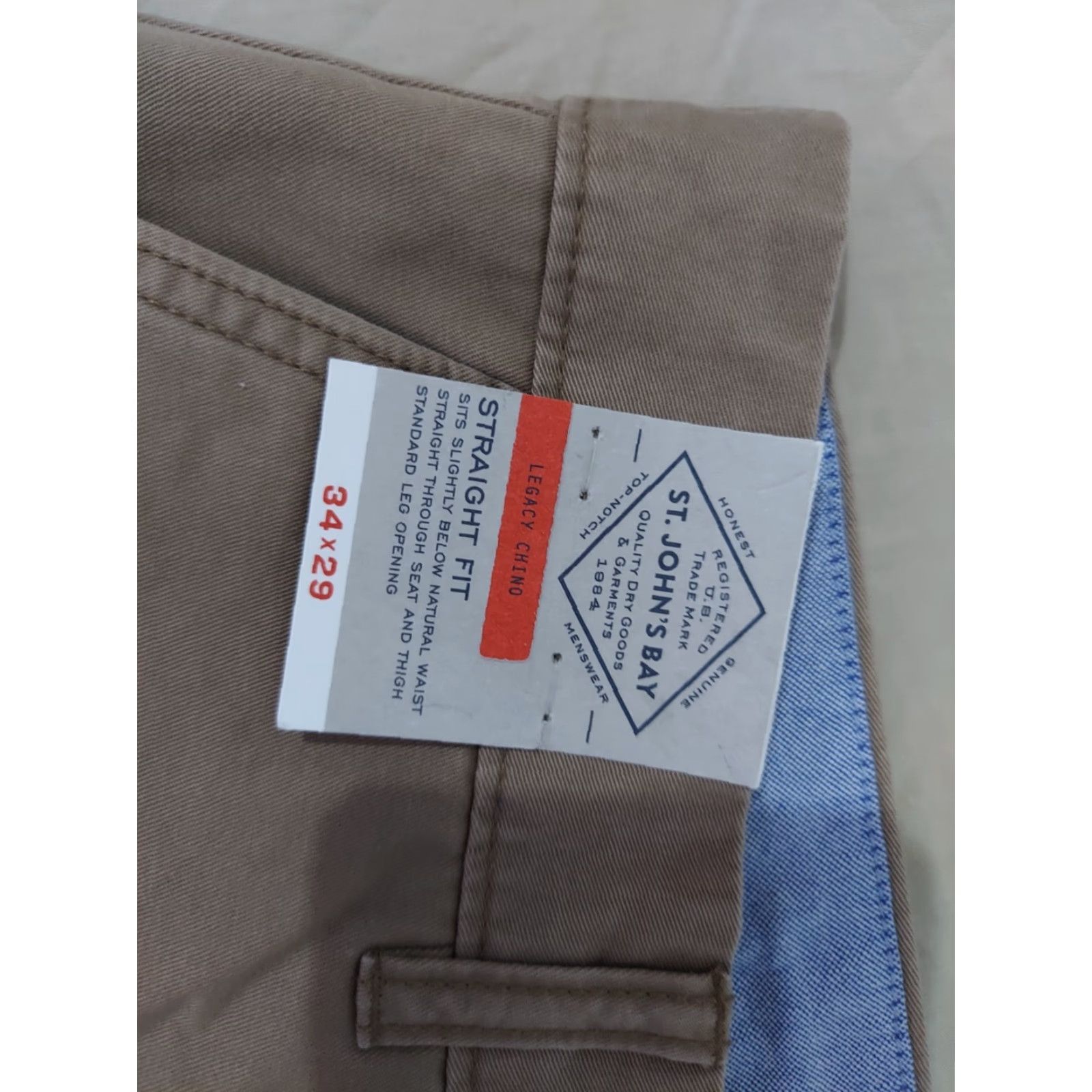Vintage St. Johns Bay Mens Pants Khakis 34x29 Beige Cotton Slack Chino Dress Trousers Size US 34 / EU 50 - 4 Thumbnail