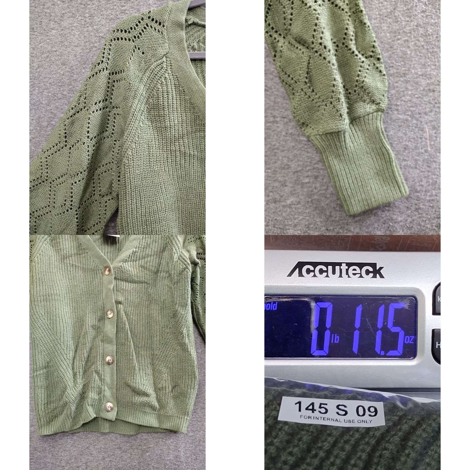 Olive Kyrundo Cardigan Women Olive Green V-Neck Long Sleeve Knit Lightweight Breathable Open-Knit M Sweater Size M / US 6-8 / IT 42-44 - 8 Thumbnail
