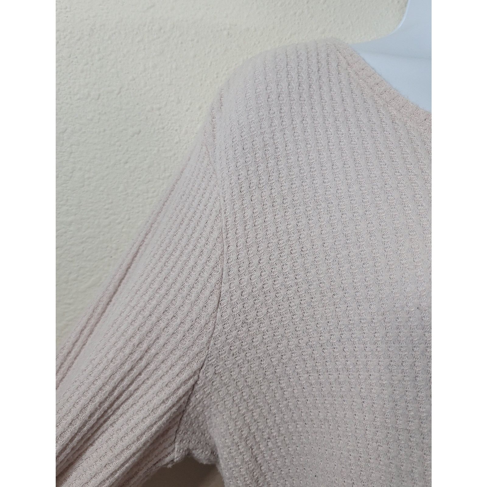 Other Green Tea Light Pink Waffle Knit Top Large Lightweight Soft Size L / US 10 / IT 46 - 6 Thumbnail