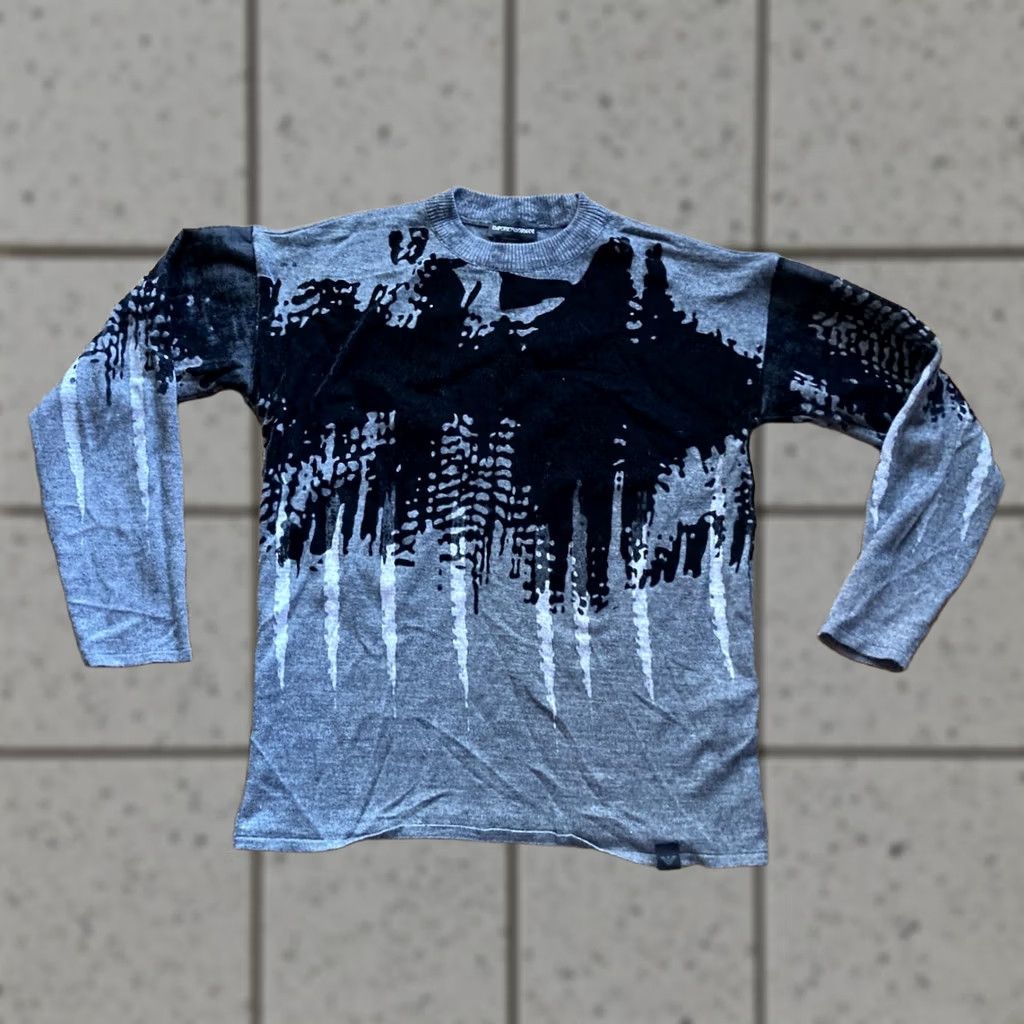 Emporio Armani Emporio Armani Sweater Mens Size 48 M Wool Blend Abstract Skyscrapers Gray Pullover Knit Wool Acrylic Mens Size US M / EU 48-50 / 2 - 1 Thumbnail
