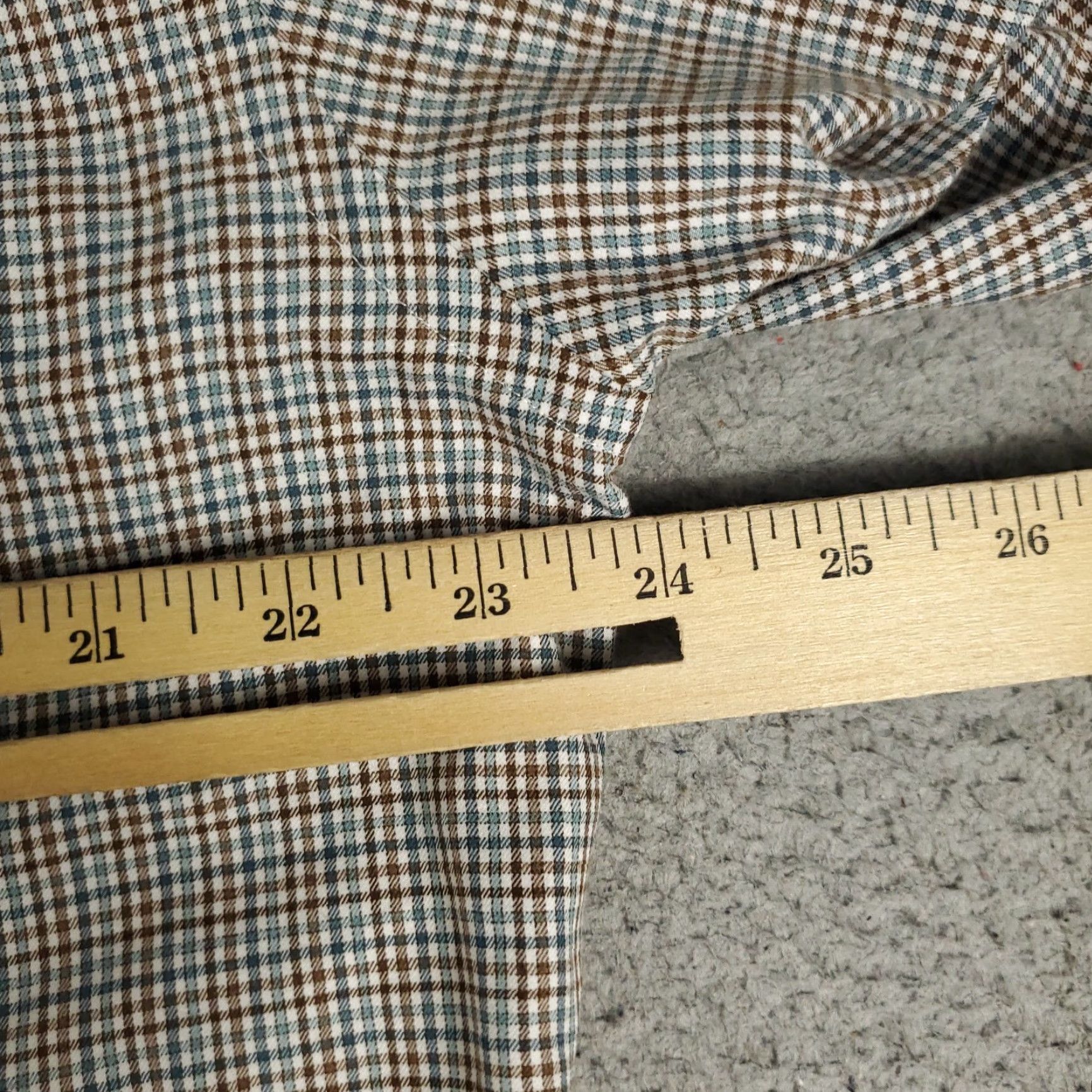 David Donahue David Donahue Shirt Mens 16.5 Brown Blue Check Dress Button Up Long Sleeve Clothing Shirt Mens Brown Check Dress Shirt 16.5 Mens Size 42R - 5 Thumbnail