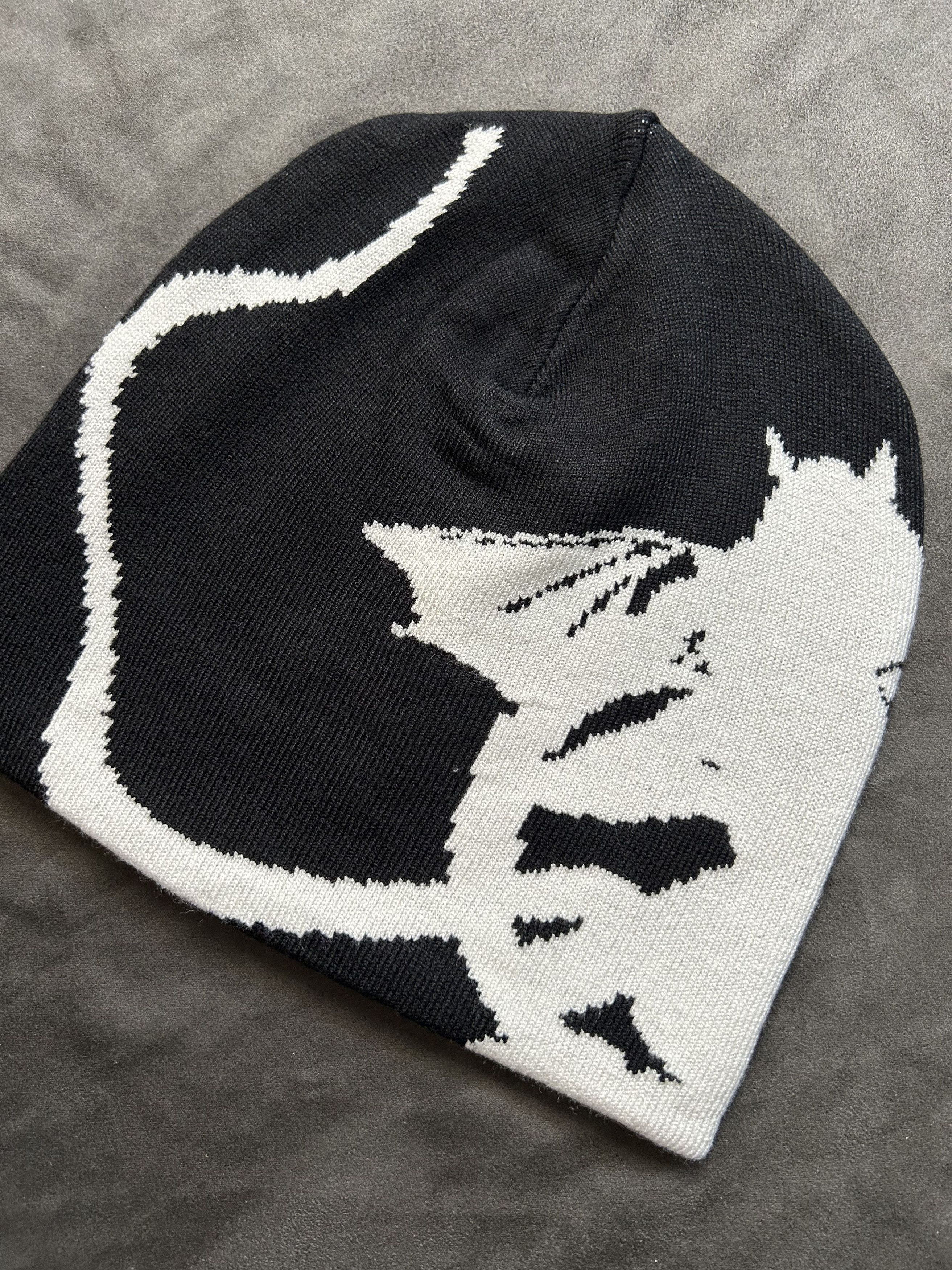 Japanese Brand Rare Little Devil Graphic Design No Cuff Beanie Hat Black OS Size ONE SIZE - 2 Thumbnail