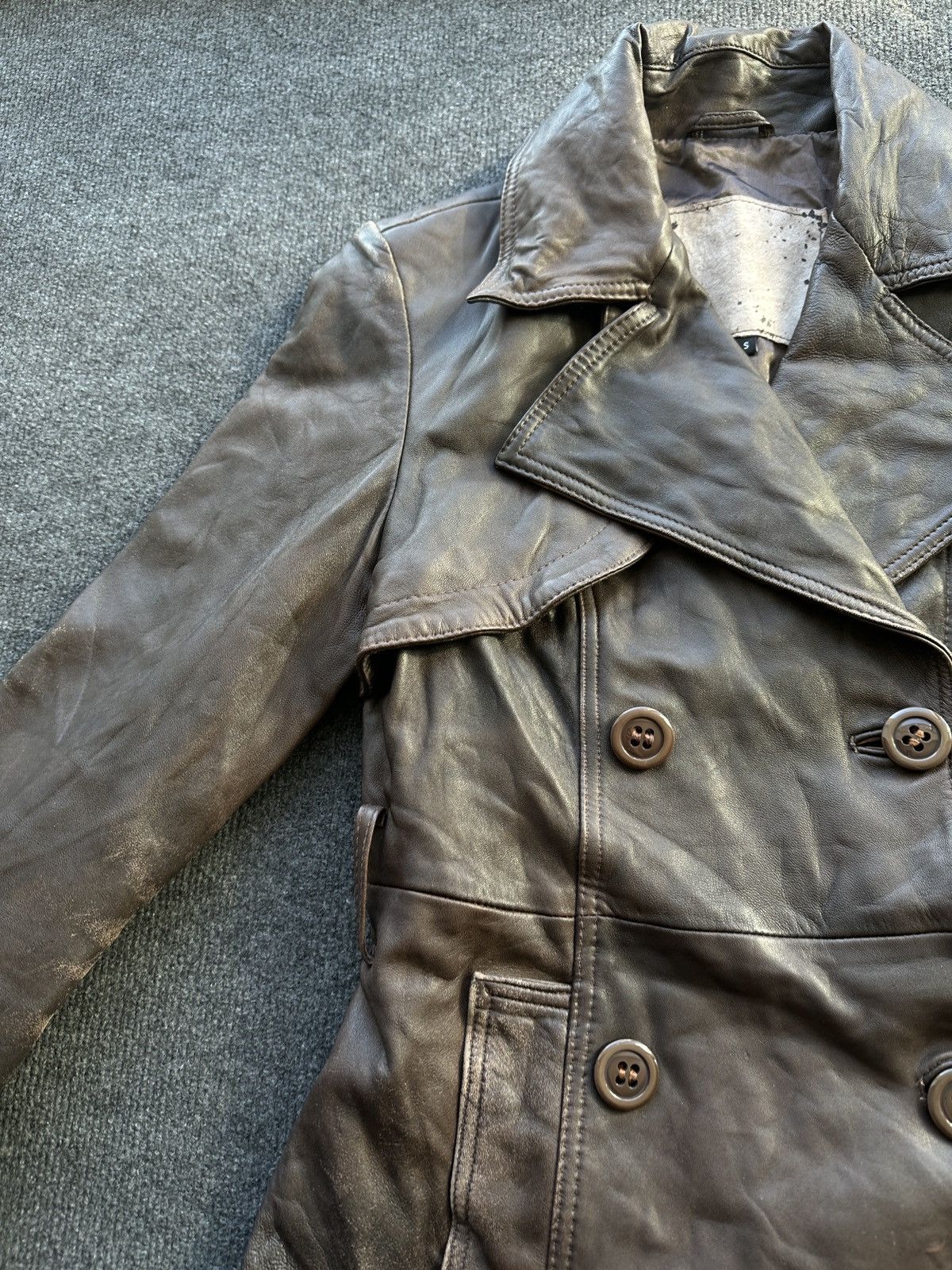 Other LEATHER TRENCH COAT 🚨 DARK BROWN LUXURY WOMEN SIZE S BUTTON Size S / US 4 / IT 40 - 6 Thumbnail