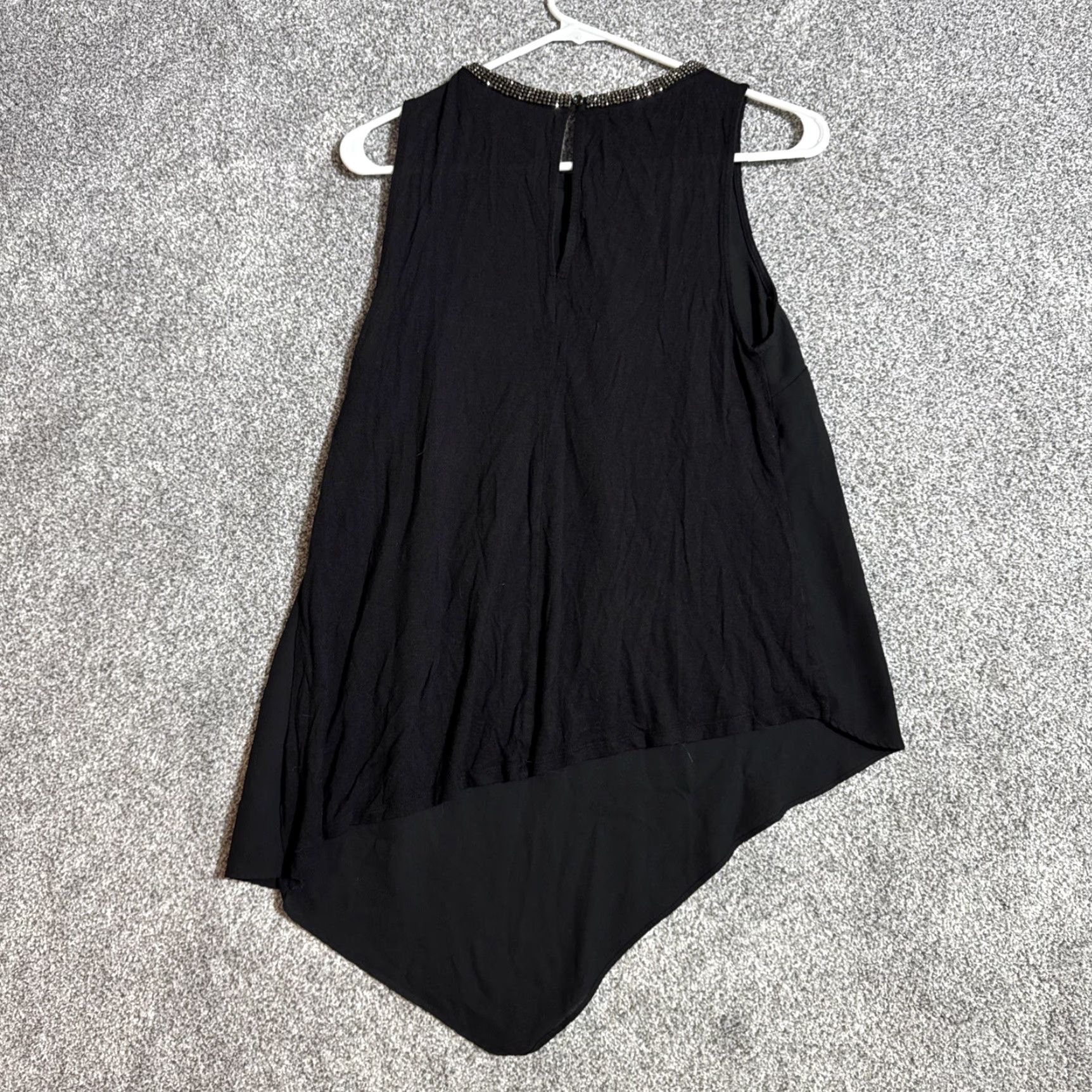 Vintage JLO Top Blouse Small Sleeveless Round Neck Rhinestone Asymmetrical Sparkly Evening Wear Black Polyester Womens S Shirt Size S / US 4 / IT 40 - 6 Thumbnail