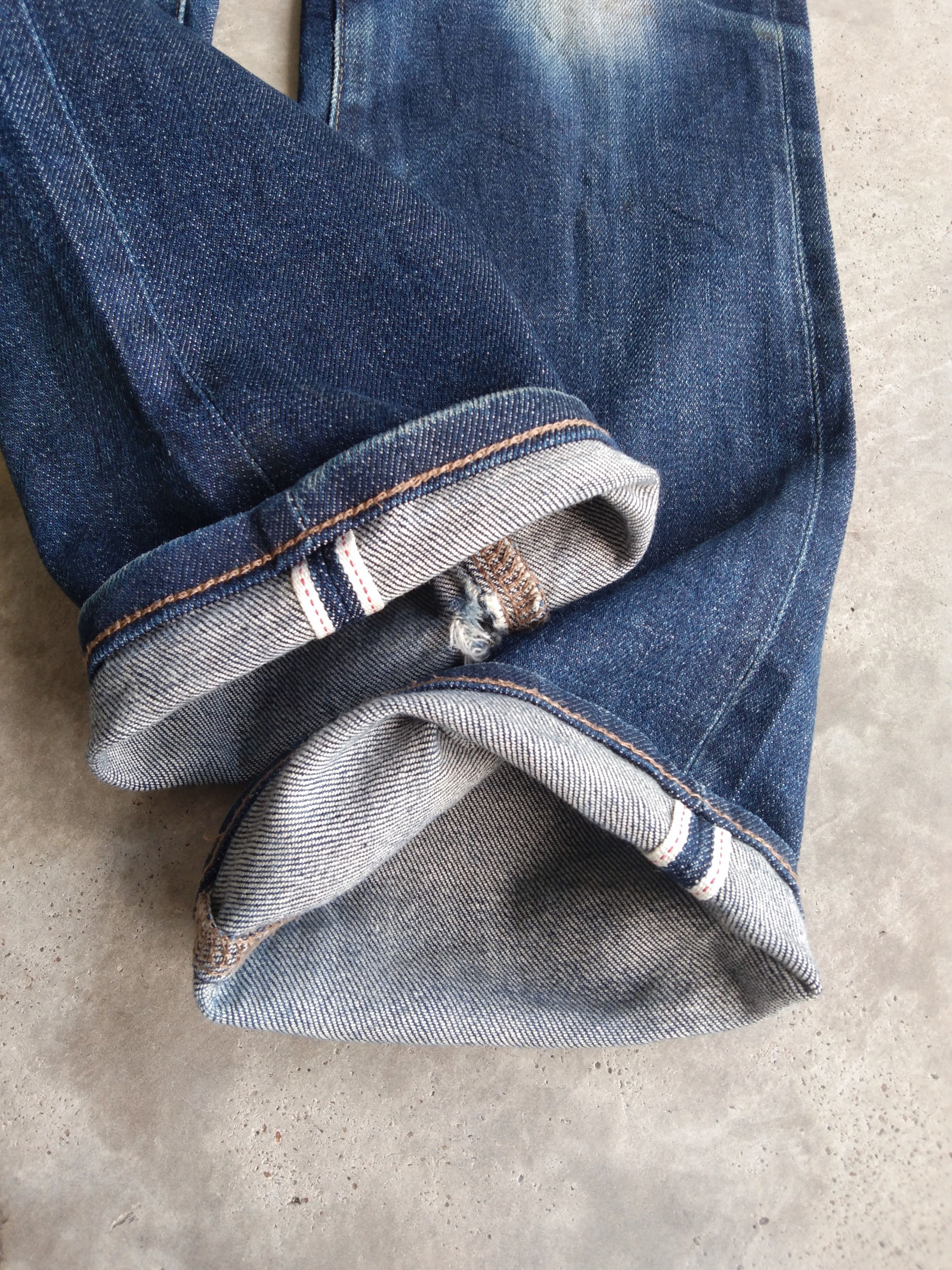 Japanese Brand Vintage Redline Uniqlo Selvedge Distressed Jeans 33x32 Size US 33 - 4 Thumbnail
