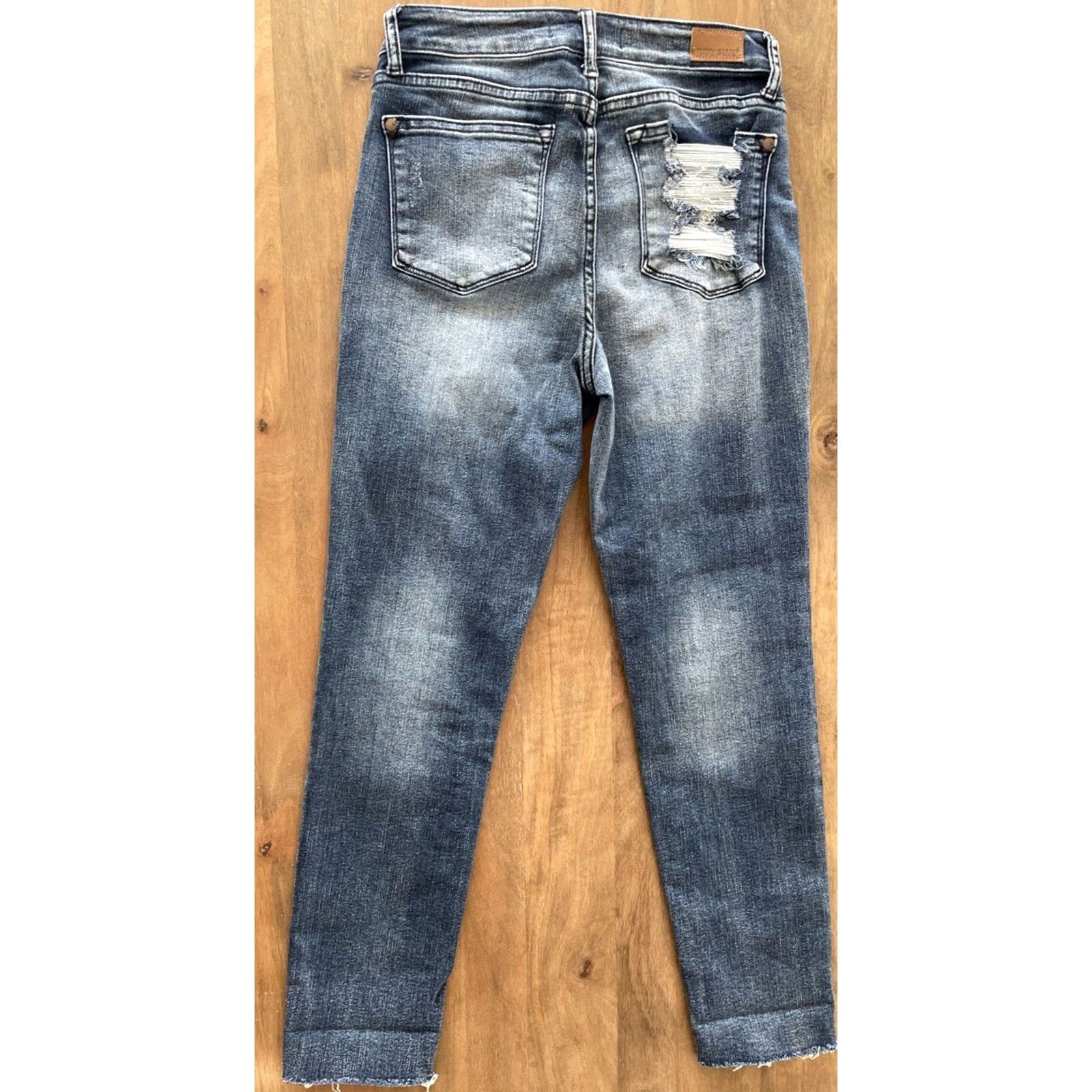Vintage Judy Blue Relaxed Fit Jeans Womens Size 1/25 Jeans 26x27 Distressed Raw Hem Denim Blue Regular Women Size 26" / US 2 / IT 38 - 2 Thumbnail