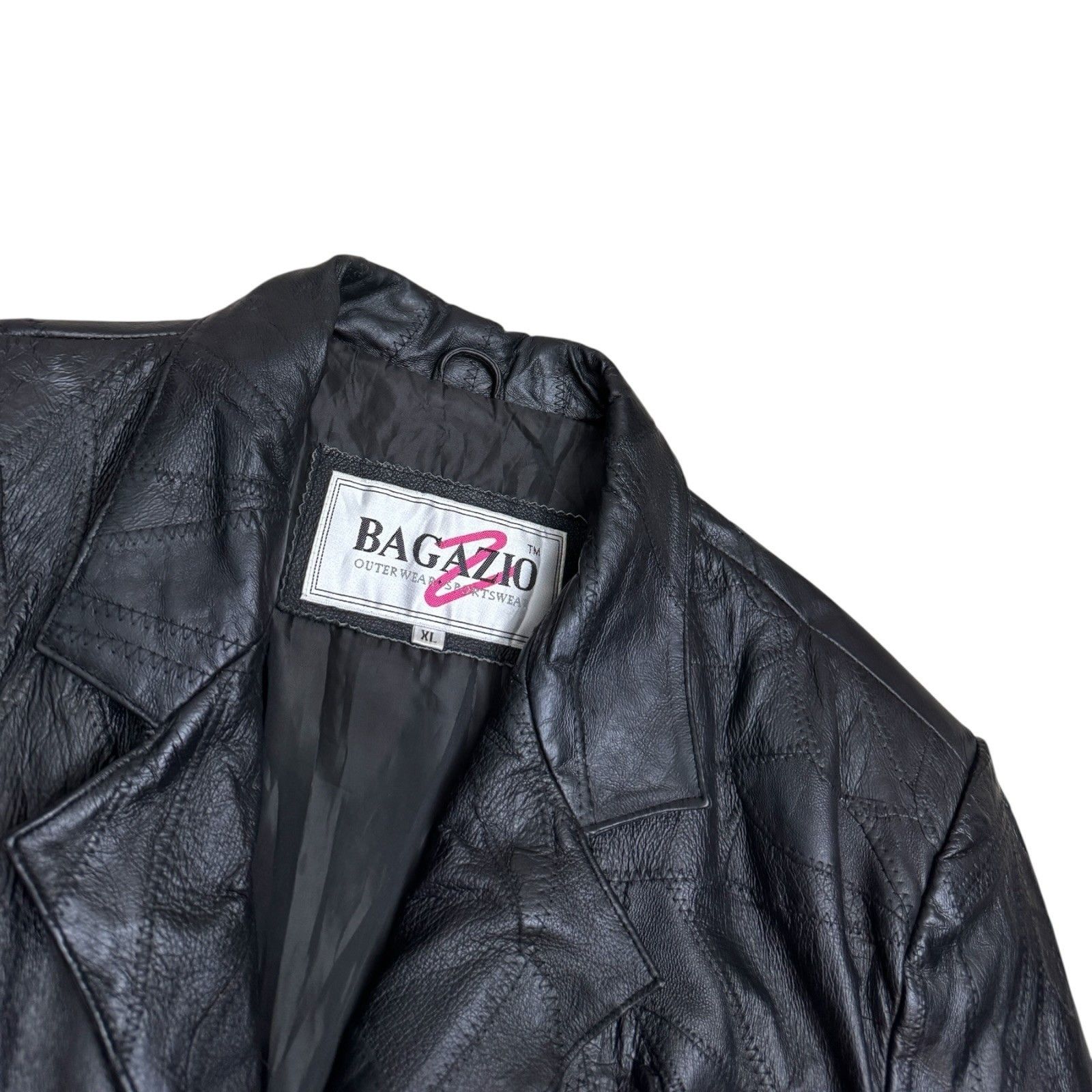Vintage BAGAZIO Vintage Cross Stitch Genuine Leather Jacket Coat XL Size US XL / EU 56 / 4 - 2 Thumbnail