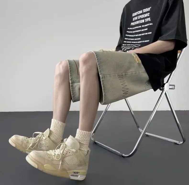 Denime × Japanese Brand Streetwear Shorts Casual Loose-fit Straight-leg Ripped Denim Size US 33 - 9 Thumbnail