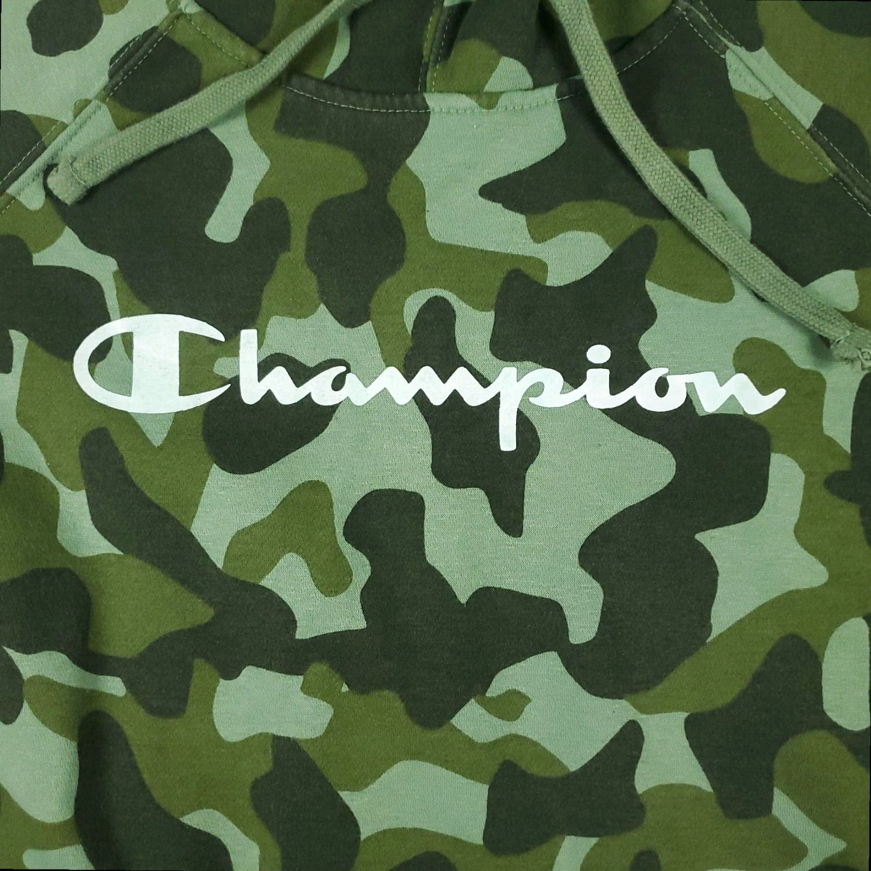 Champion Champion Green Camouflage Pullover Hoodie Womens Large Cotton Blend Fleece Sweatshirt Size L / US 10 / IT 46 - 2 Thumbnail