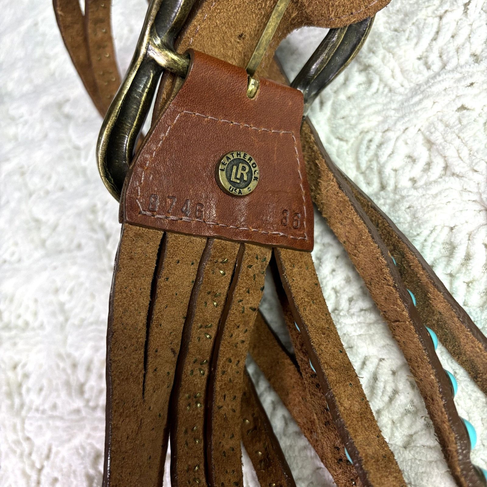 Other Leatherock Women's Brown Leather Adjustable Belt - Turquoise Size ONE SIZE - 6 Thumbnail
