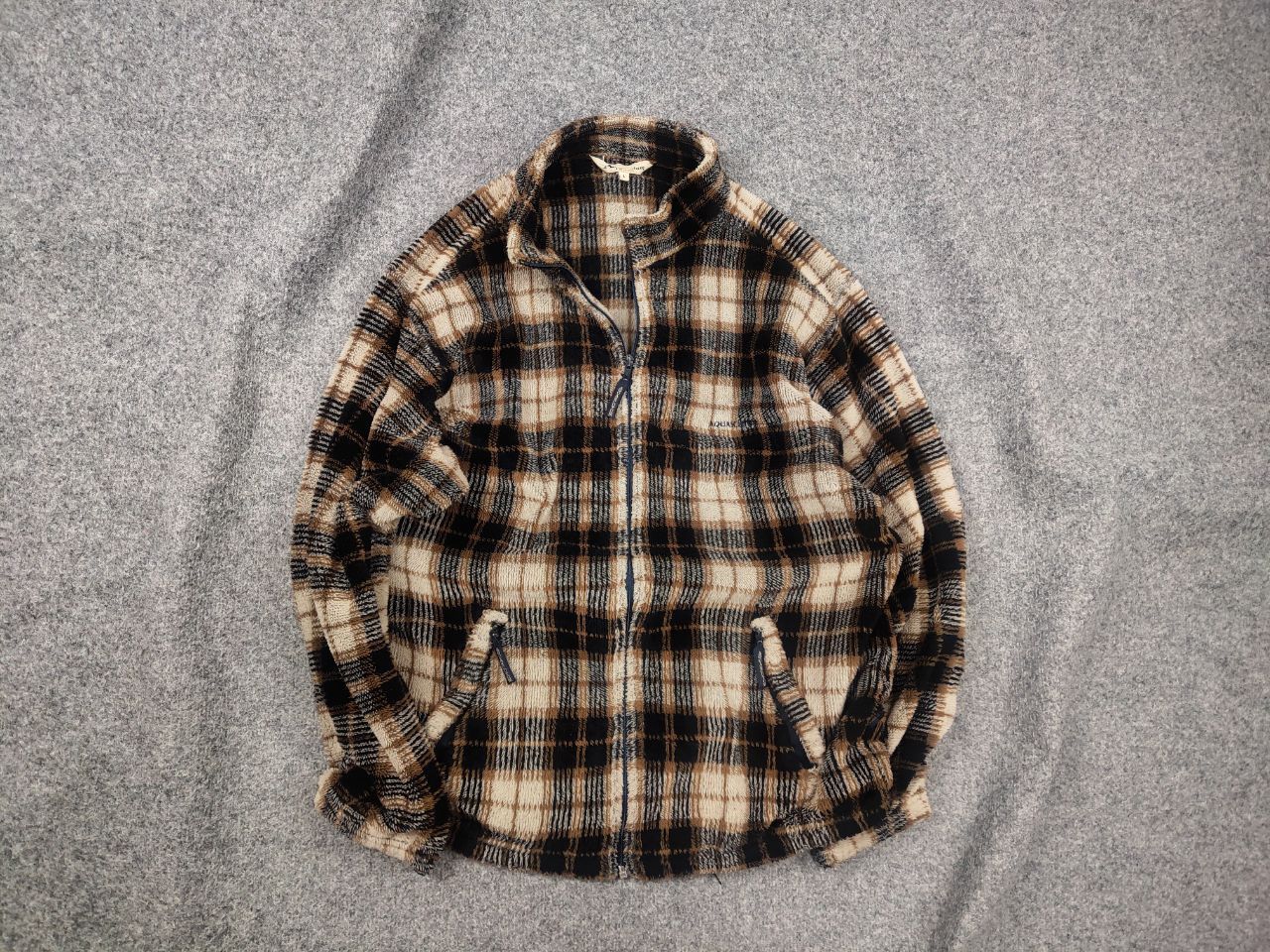 Aquascutum Vintage Aquascutum Zip-Up fleece brown check Sherpa jacket Size US L / EU 52-54 / 3 - 1 Thumbnail