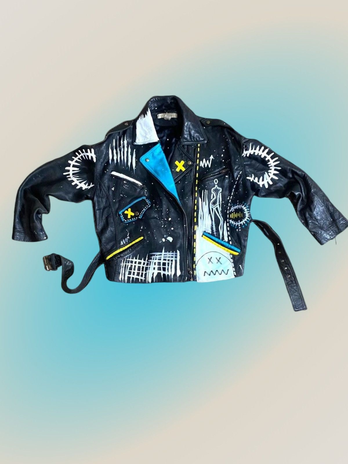 Other unisex customize hand painted size medium leather jacket. Size M / US 6-8 / IT 42-44 - 1 Thumbnail