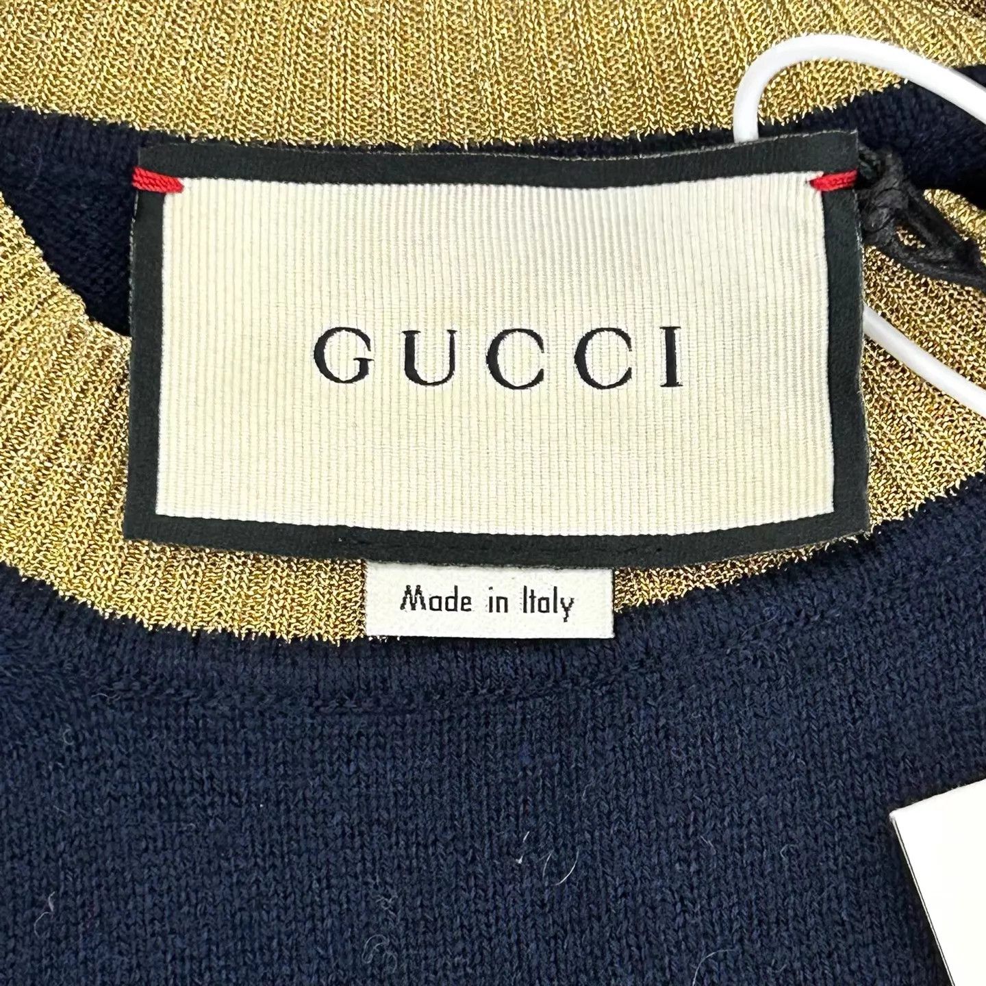 Gucci Gucci blue cashmere knit short-sleeve gold trim XS Size XS / US 0-2 / IT 36-38 - 3 Thumbnail