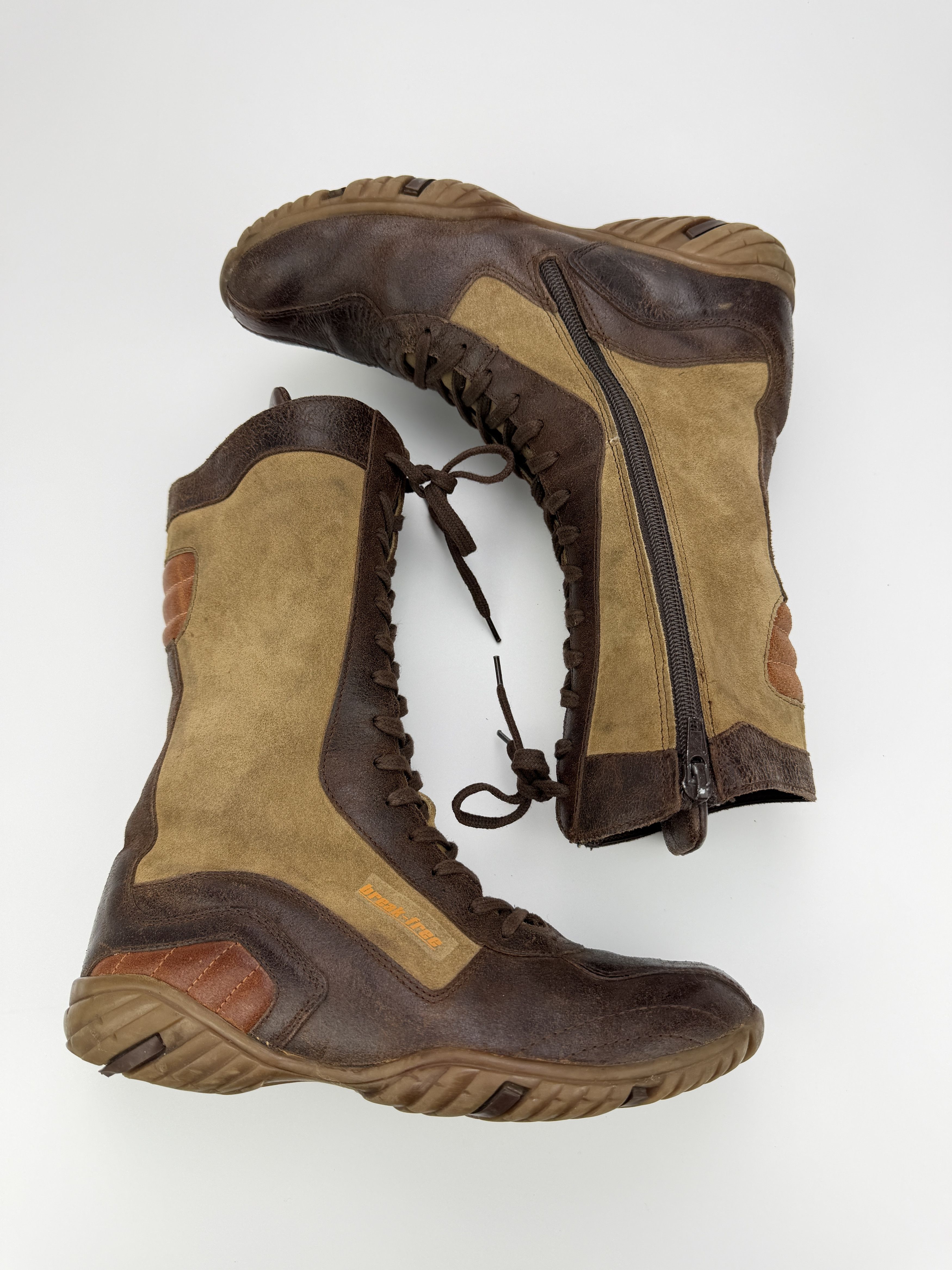 Vintage Vintage Y2K Lace Up Brown Leather Boots Avant Garde Size US 6 / IT 36 - 2 Thumbnail
