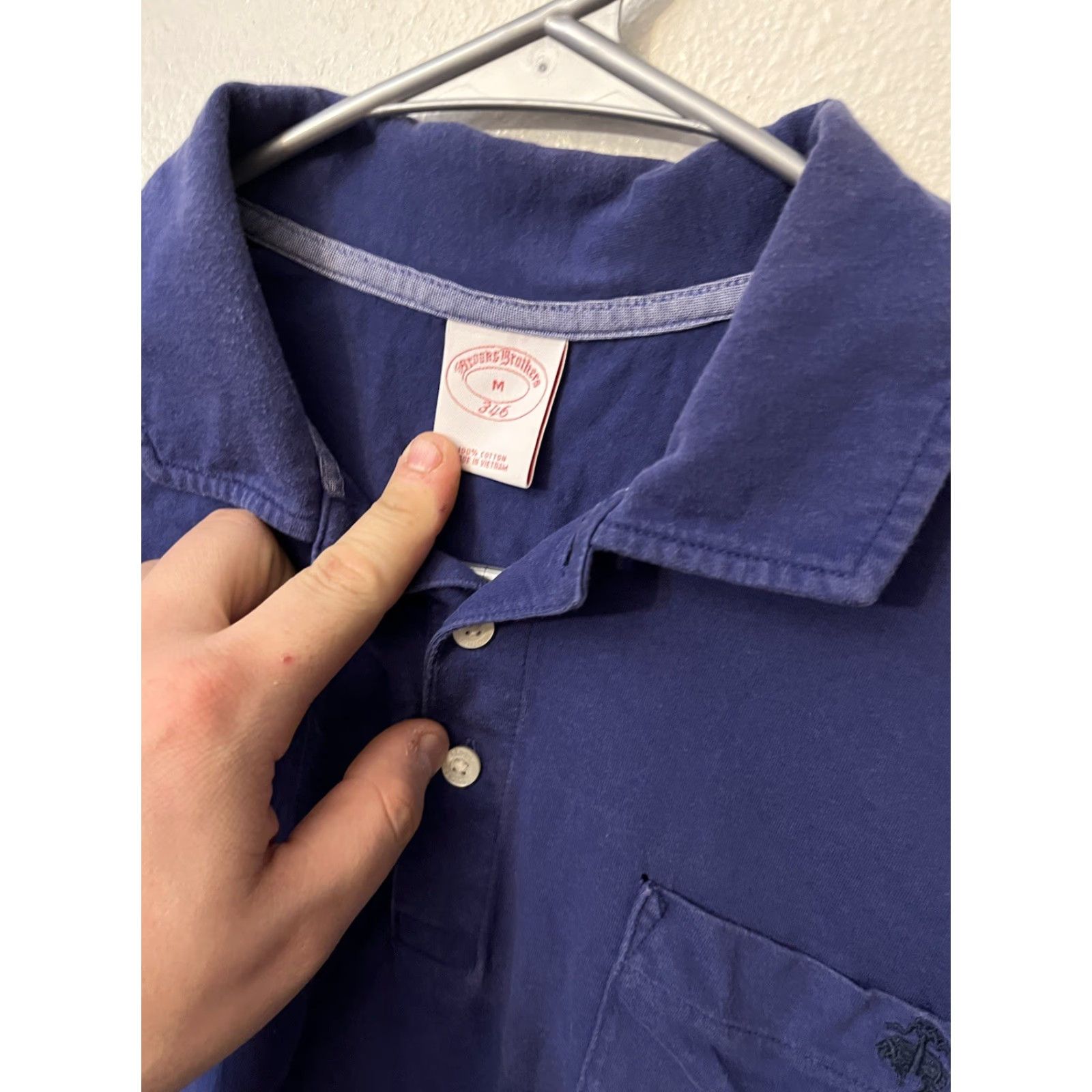 Brooks Brothers Brooks Brothers 346 Polo Shirt Mens Medium Blue 100% Cotton Regular Short Sleeve Button Collar Pocket Modern American Size US M / EU 48-50 / 2 - 2 Thumbnail