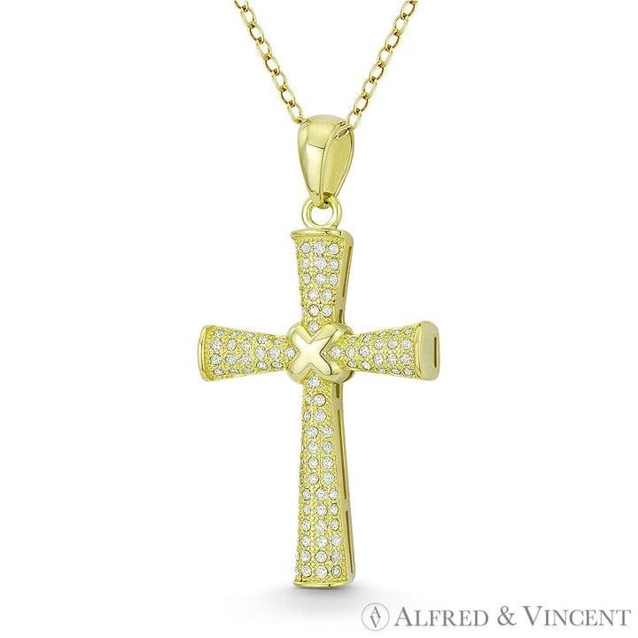 Other Patte X-Rope Cross CZ Pendant in .925 Sterling Silver Size ONE SIZE - 1 Preview