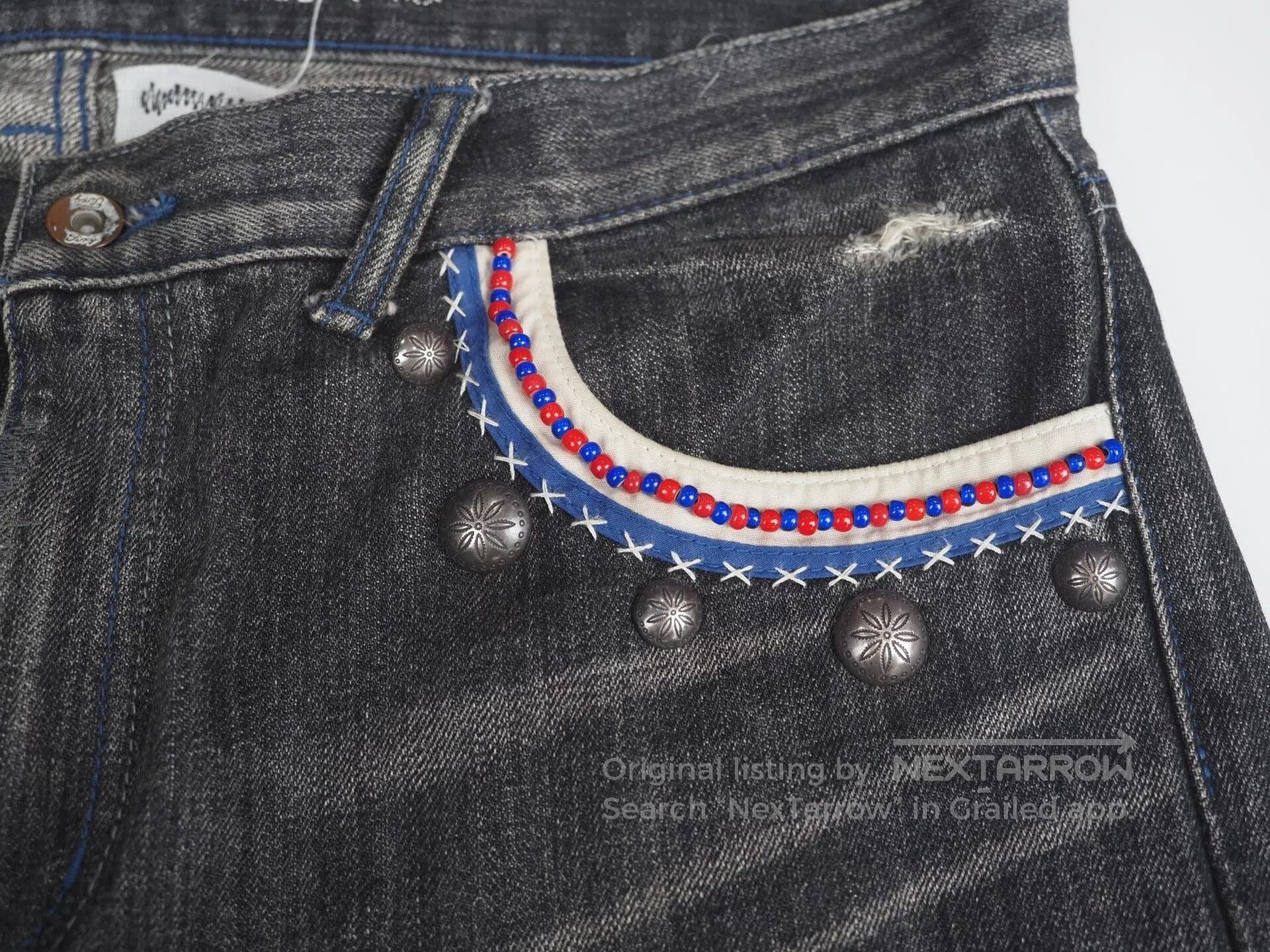 Neighborhood Neighborhood Beaded Savage Narrow Denim Black. Size US 34 / EU 50 - 4 Thumbnail