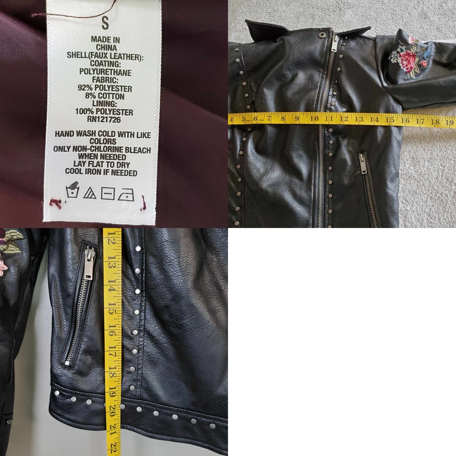 Vintage VINTAGE Aéropostale Jacket Womens Small S Embroidered Flowers Faux Leather Black Cotton Blend Size S / US 4 / IT 40 - 8 Thumbnail