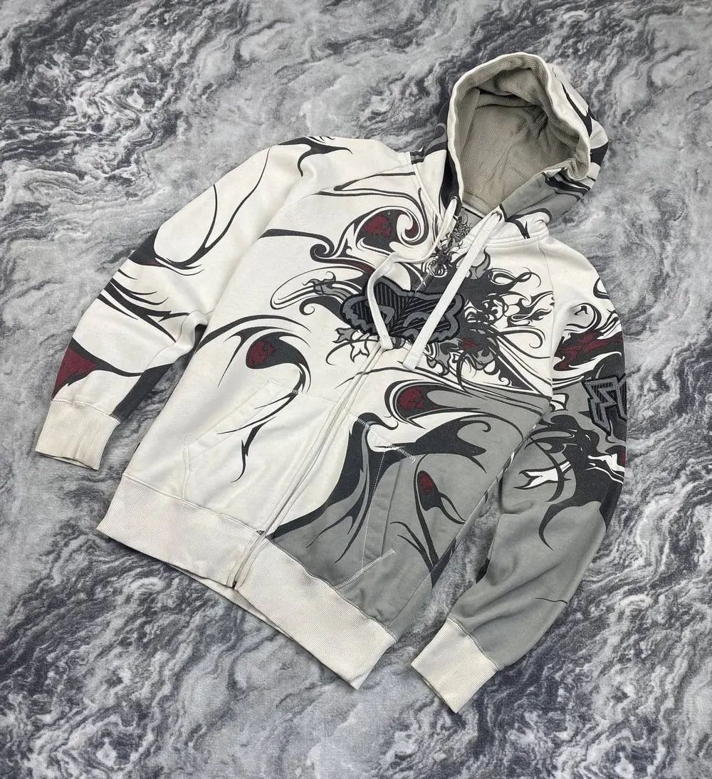 Vintage Y2K Fox Racing All Over Print AOP Full Zip Hoodie