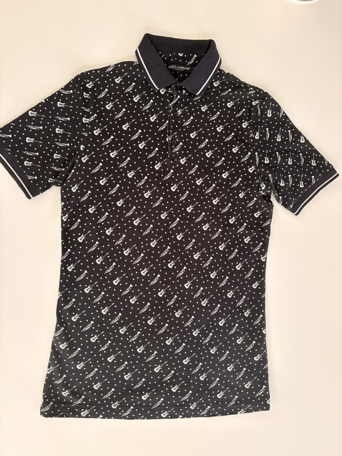 Dolce & Gabbana Dolce & Gabbana Guitar & Trumpet Print Polo — IT 48 Size US M / EU 48-50 / 2 - 1 Thumbnail