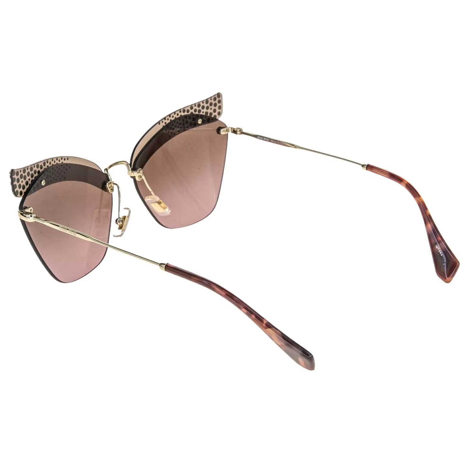 Miu Miu MIU MIU 56T NOIR MU56TS Gold Pink Crystal Rimless Sunglasses Size ONE SIZE - 6 Thumbnail