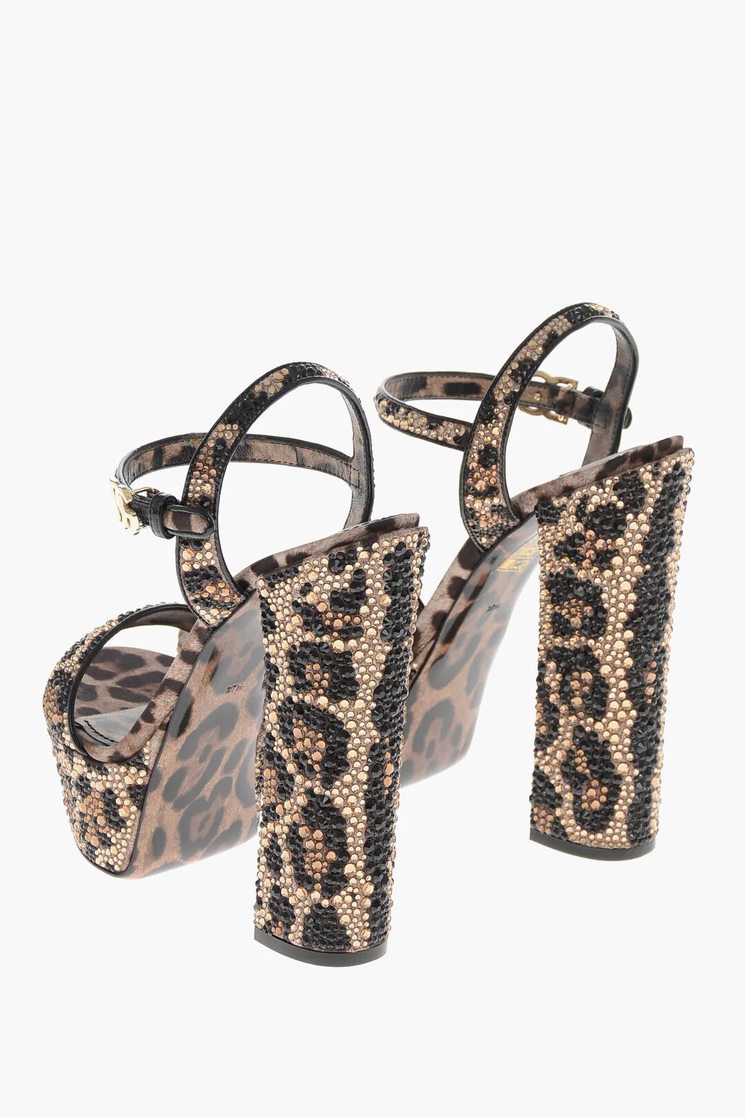 Dolce & Gabbana og1mm0426 Animalier Satin Platform Sandals in Brown Size US 7.5 / IT 37.5 - 2 Thumbnail