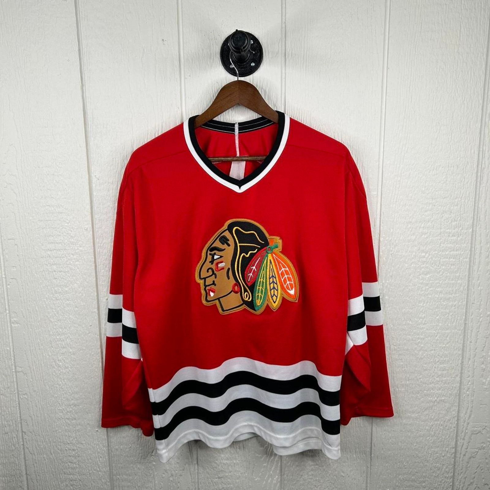 NHL Vintage 90’s Red Chicago Blackhawks Hockey NHL Jersey Large Size US L / EU 52-54 / 3 - 1 Thumbnail