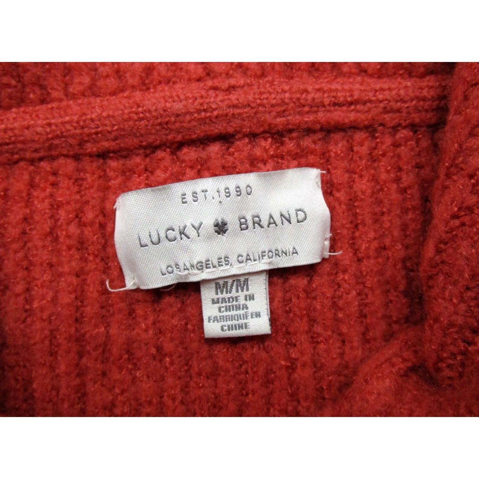 Lucky Brand Lucky Brand Women's Hooded Knit Sweater Pullover Size M Red Size M / US 6-8 / IT 42-44 - 2 Thumbnail