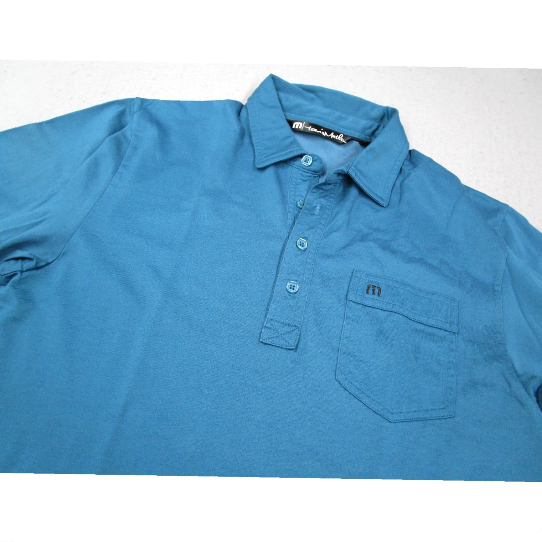 TravisMathew TravisMathew Mens Polo Shirt Blue Teal Pima Cotton Blend Short Sleeve M Size US M / EU 48-50 / 2 - 2 Thumbnail