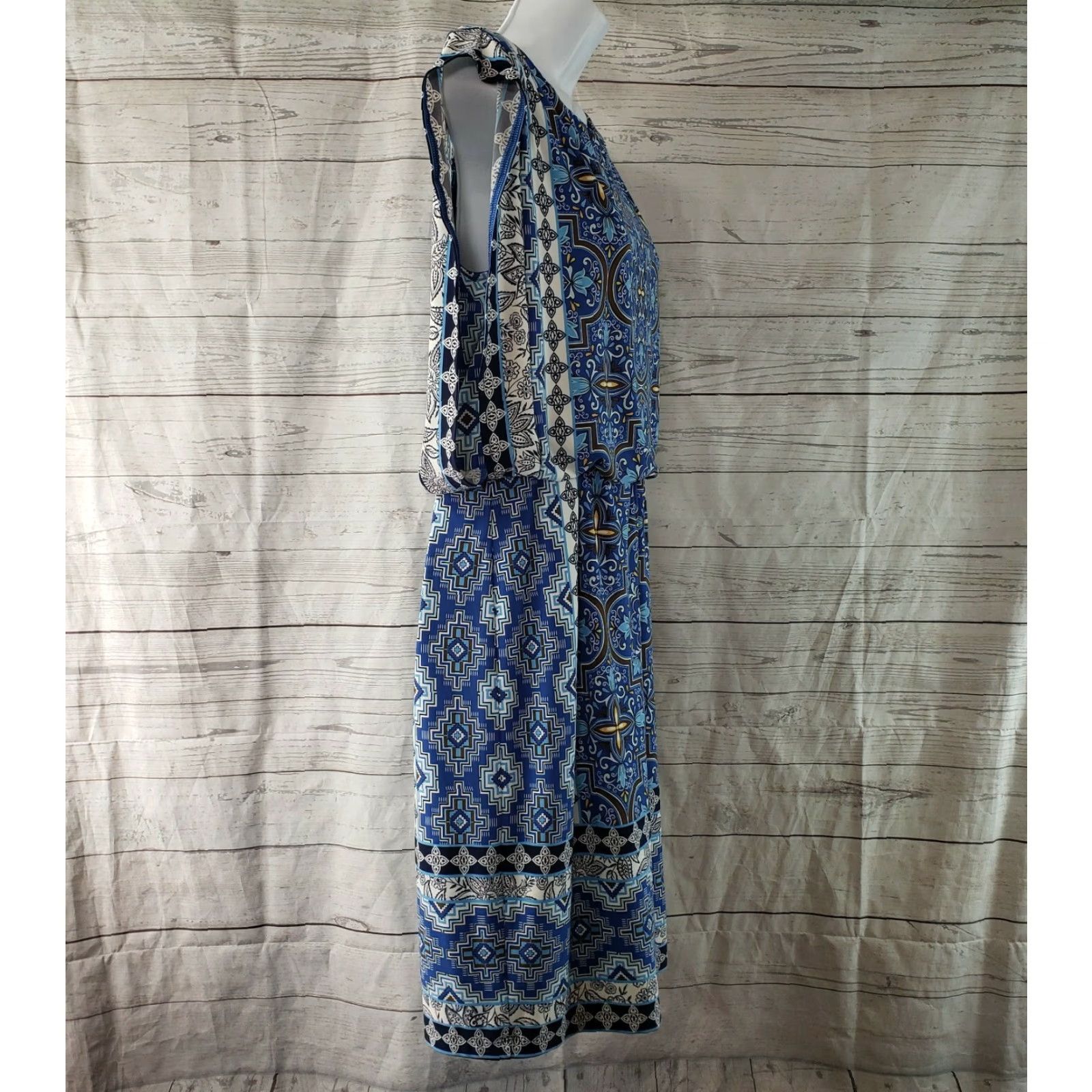 Vintage Chicos Womens Blouson Dress Sleeveless Blue Floral Sz S Small Knee Length Vintage: No Size S / US 4 / IT 40 - 3 Thumbnail