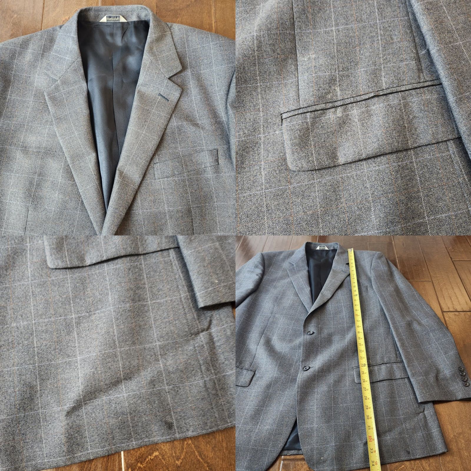 Joseph VINTAGE? No. Joseph Feiss Blazer 48L Gray Windowpane Wool Silk Sport Coat Mens Size 48R - 8 Thumbnail