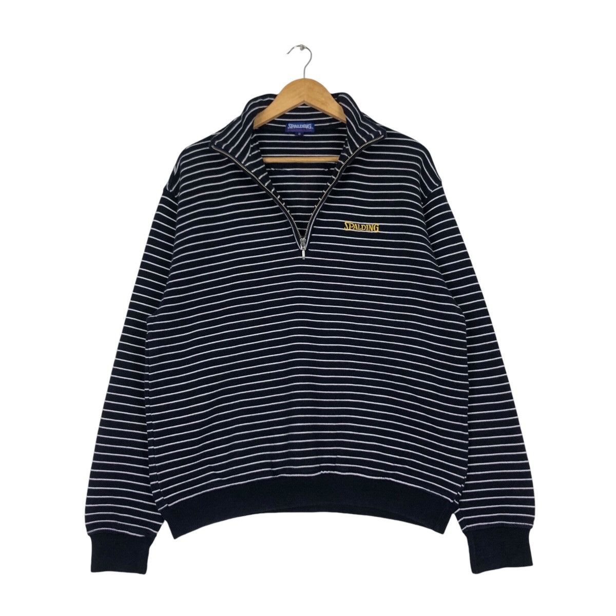 Japanese Brand × Spalding × Vintage Striped Vintage Spalding Jumper Half Zip Streetwear Rare Size US M / EU 48-50 / 2 - 9 Thumbnail