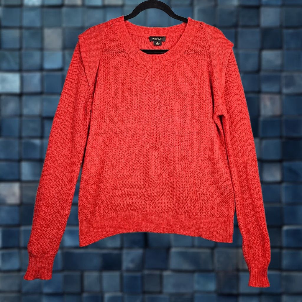 Vintage AS by DF Sweater Cardigan Women Regular M Red Solid V-Neck Modern 4 Seasons Knit Acrylic Mohair Nylon Button Casual Size M / US 6-8 / IT 42-44 - 1 Thumbnail