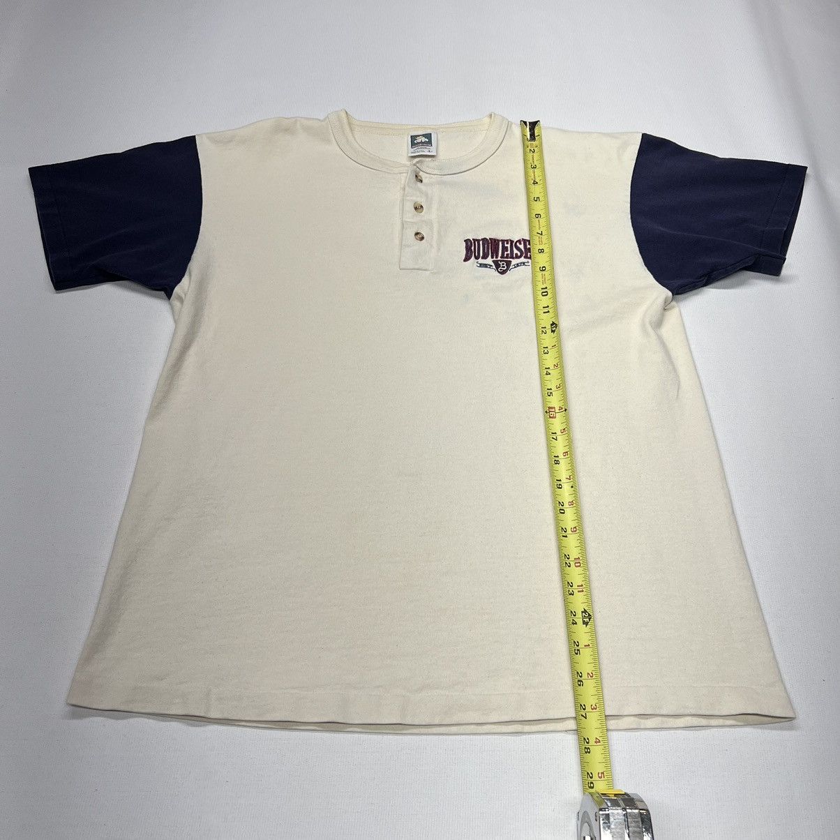 Budweiser × Vintage Budweiser Tee Shirt Henley Button Alcohol Beer Bar Promo Size US L / EU 52-54 / 3 - 20 Thumbnail