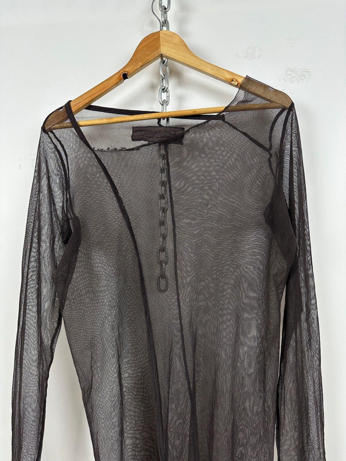 Rundholz Rundholz Brown Asymmetrical Sheer Mesh Long Sleeve Top Size S / US 4 / IT 40 - 4 Thumbnail